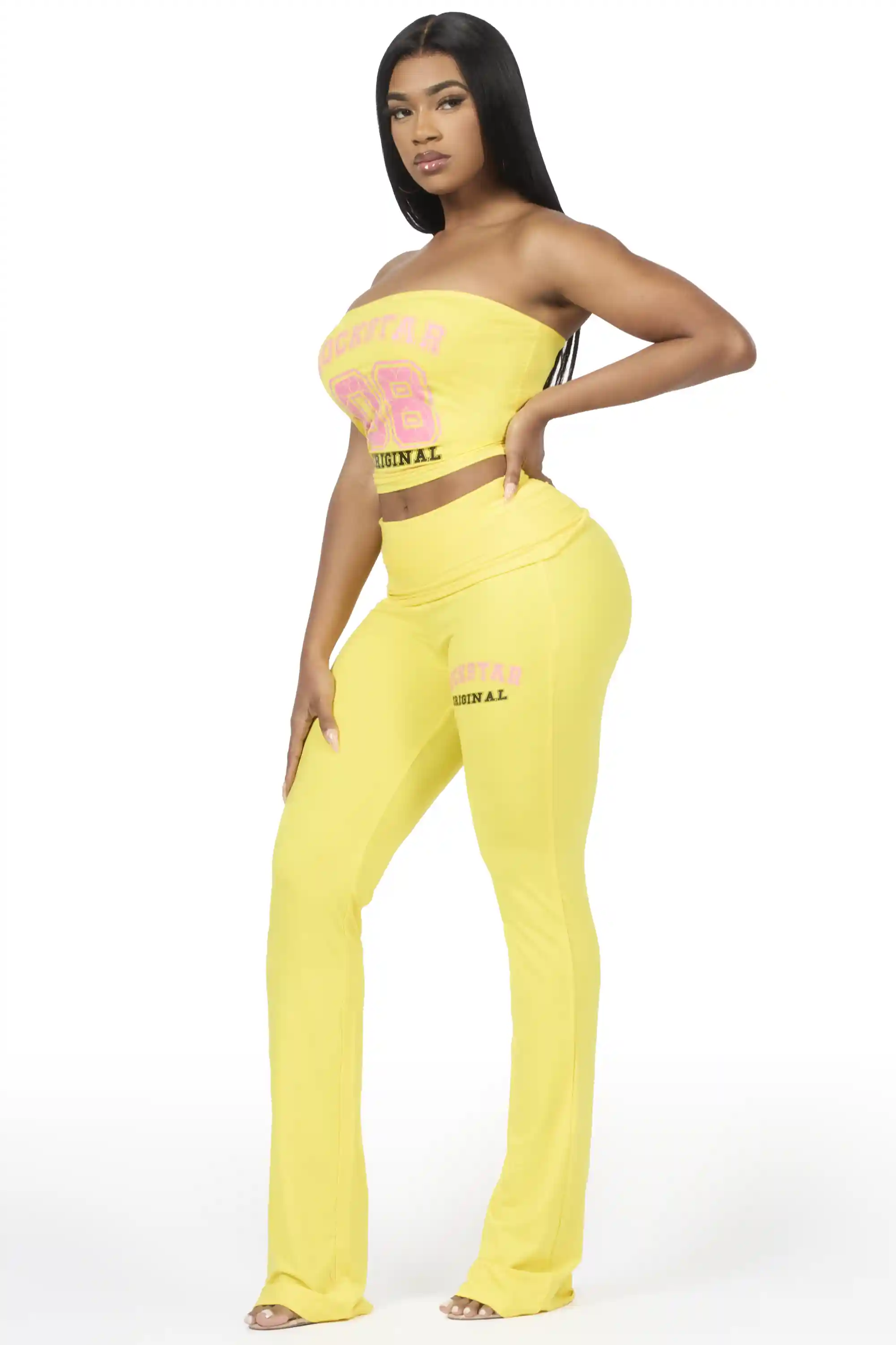 Lareshe Yellow Tube Foldover Pant Set - Image 3
