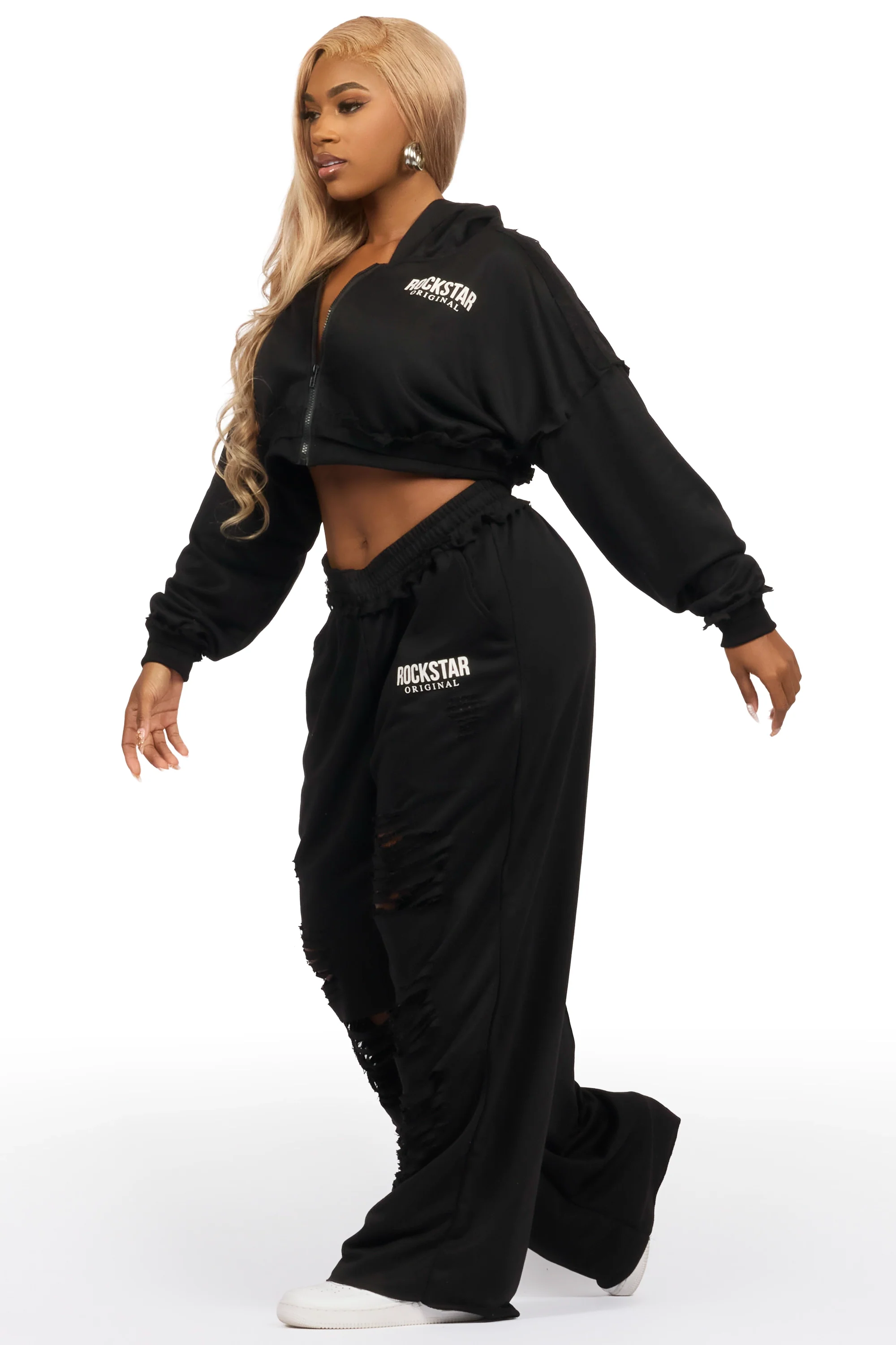 Corrina Black French Terry Oversized Trackset - Image 3