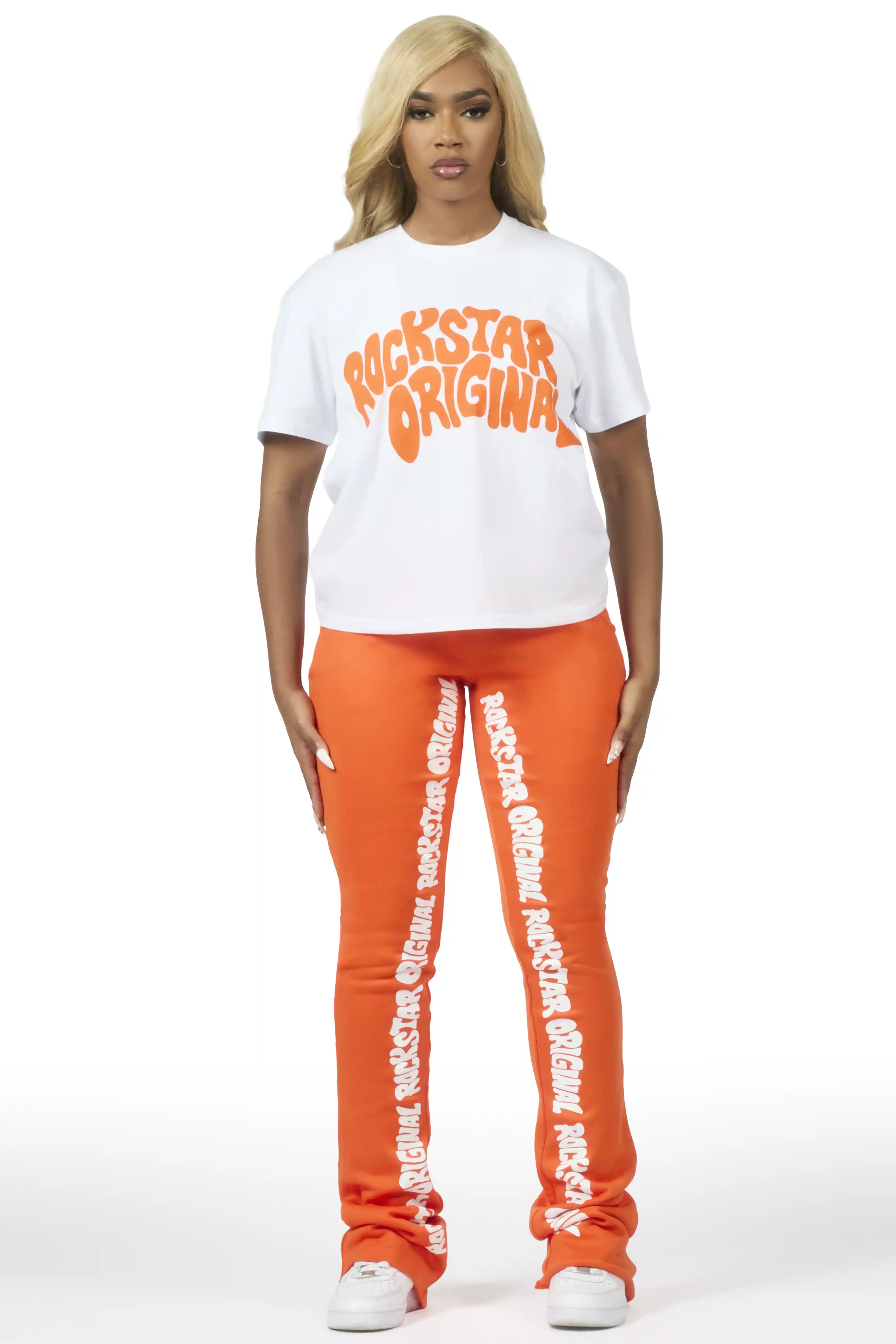 Monique White/Orange T-Shirt Trackset - Image 2