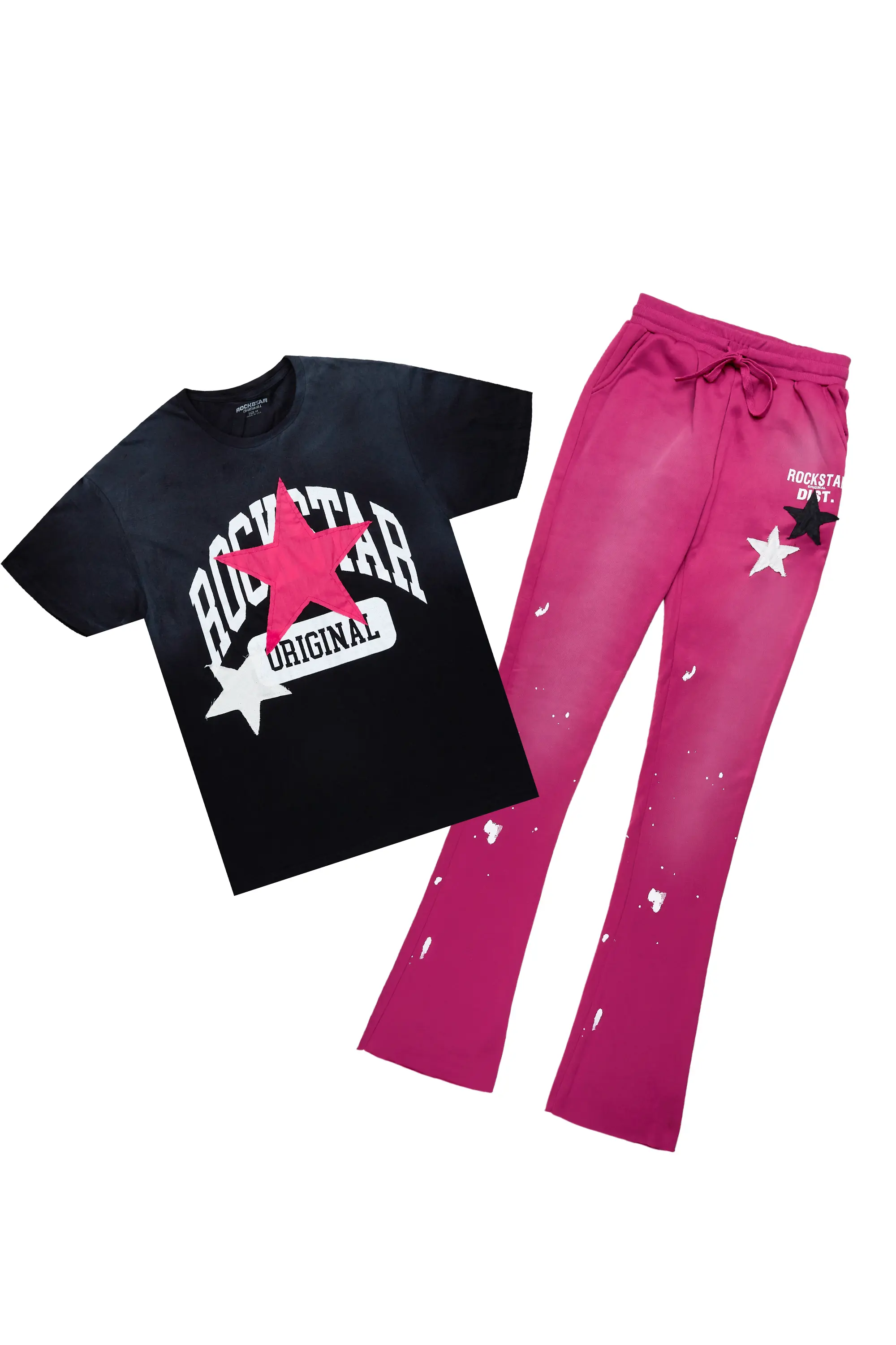 Diondrea Black/Pink T-Shirt Trackset - Image 2