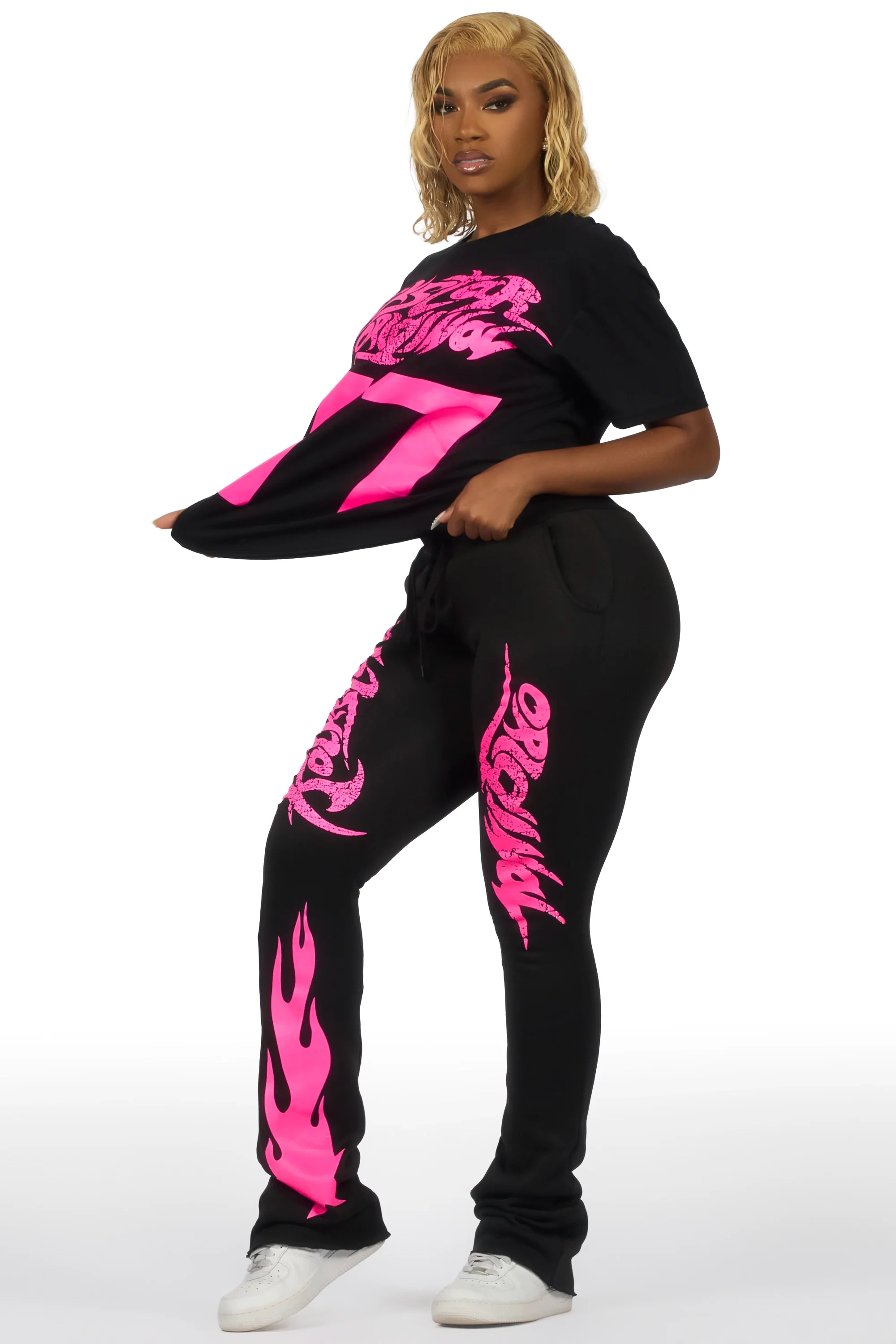 Tayonna Black T-Shirt Trackset - Image 5