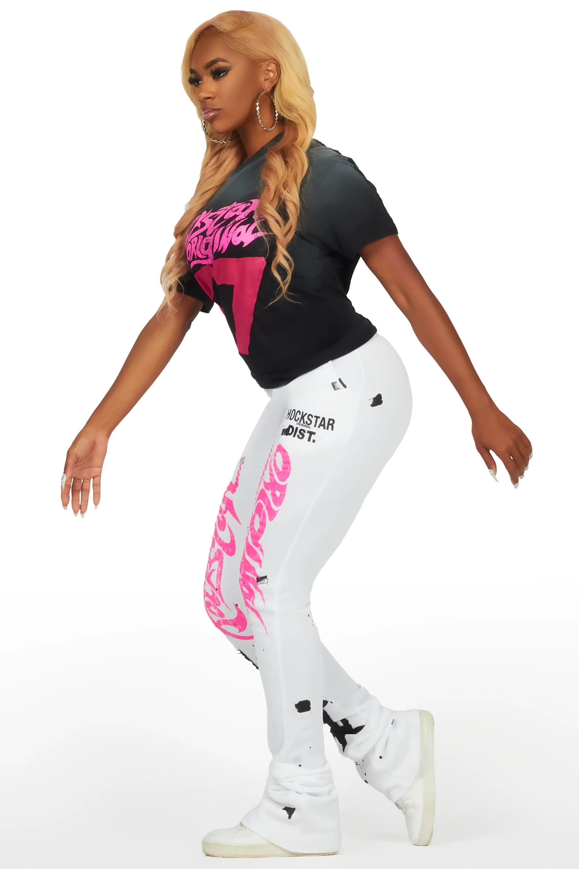 Tayonna Black/White T-Shirt Trackset - Image 4
