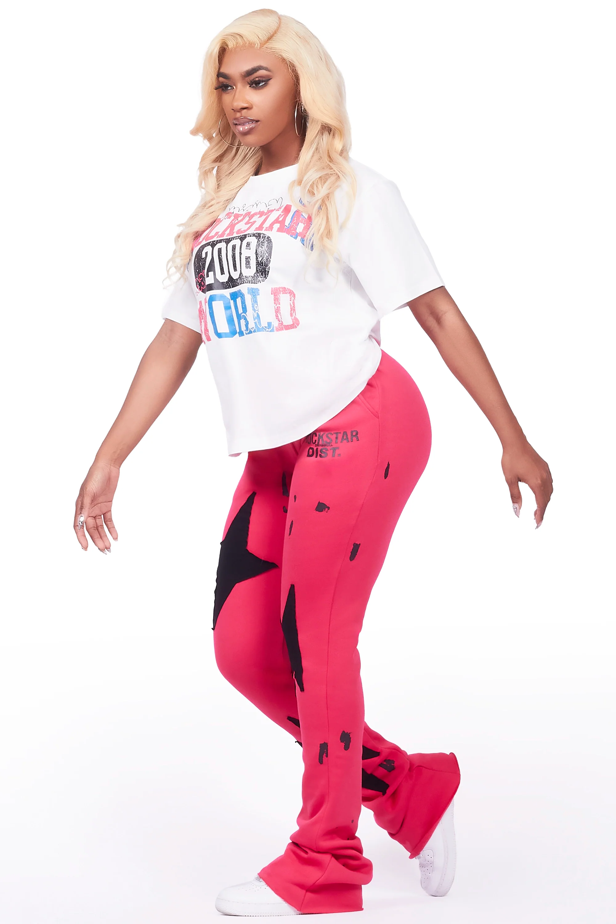 Aliyah White/Hot Pink T-Shirt Trackset - Image 4