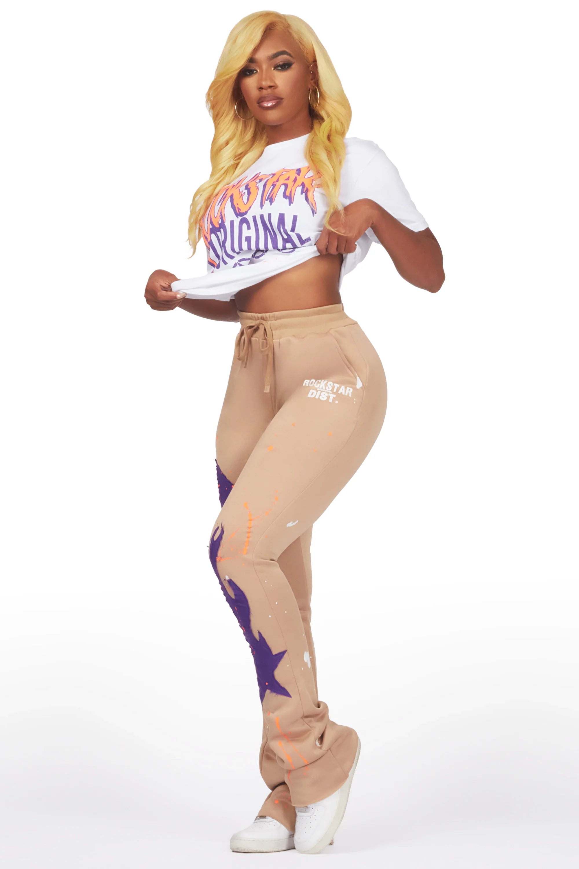 Kamylle White/Tan T-Shirt Trackset - Image 2