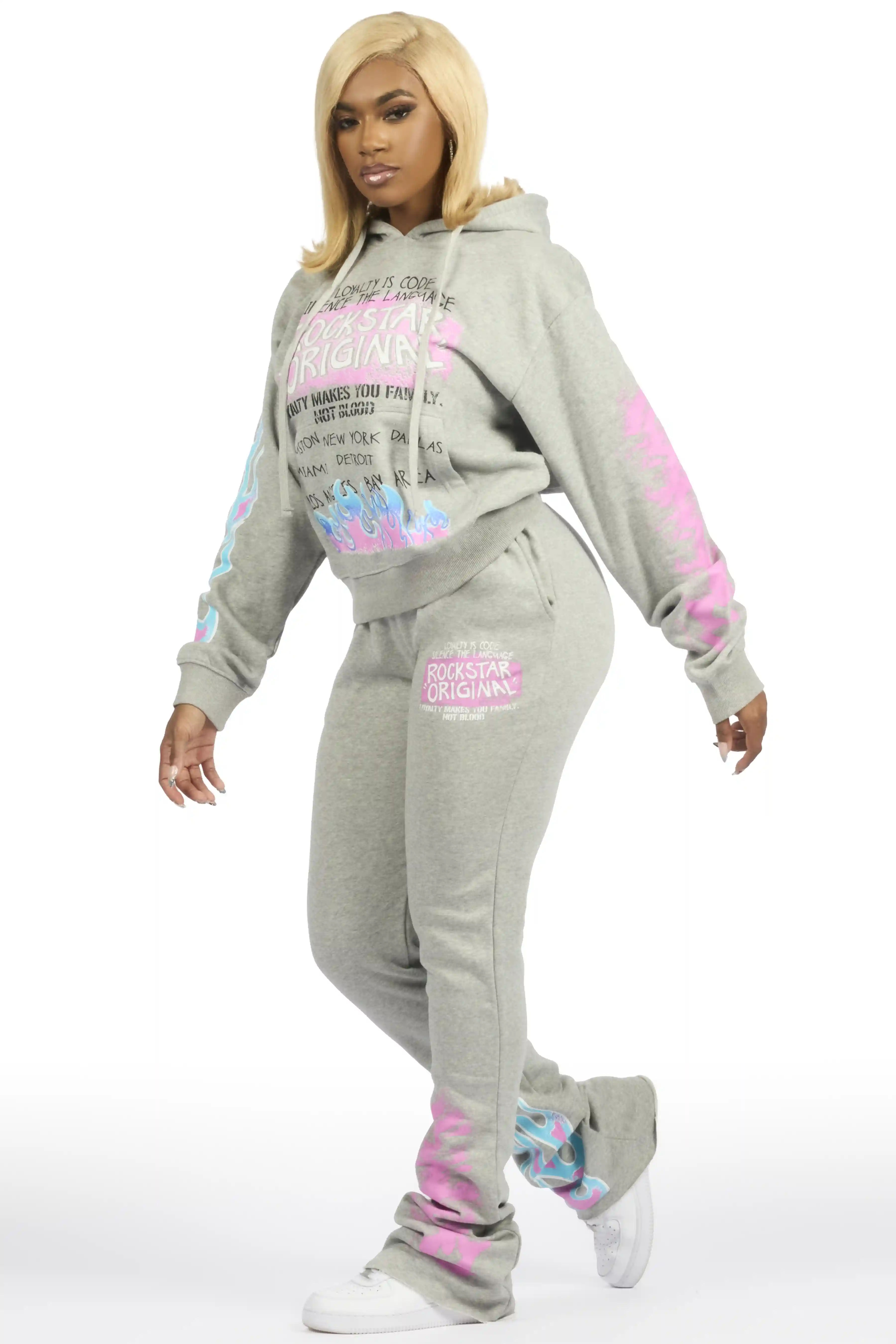 Marcey Heather Grey Super Stacked Track Set - Image 3