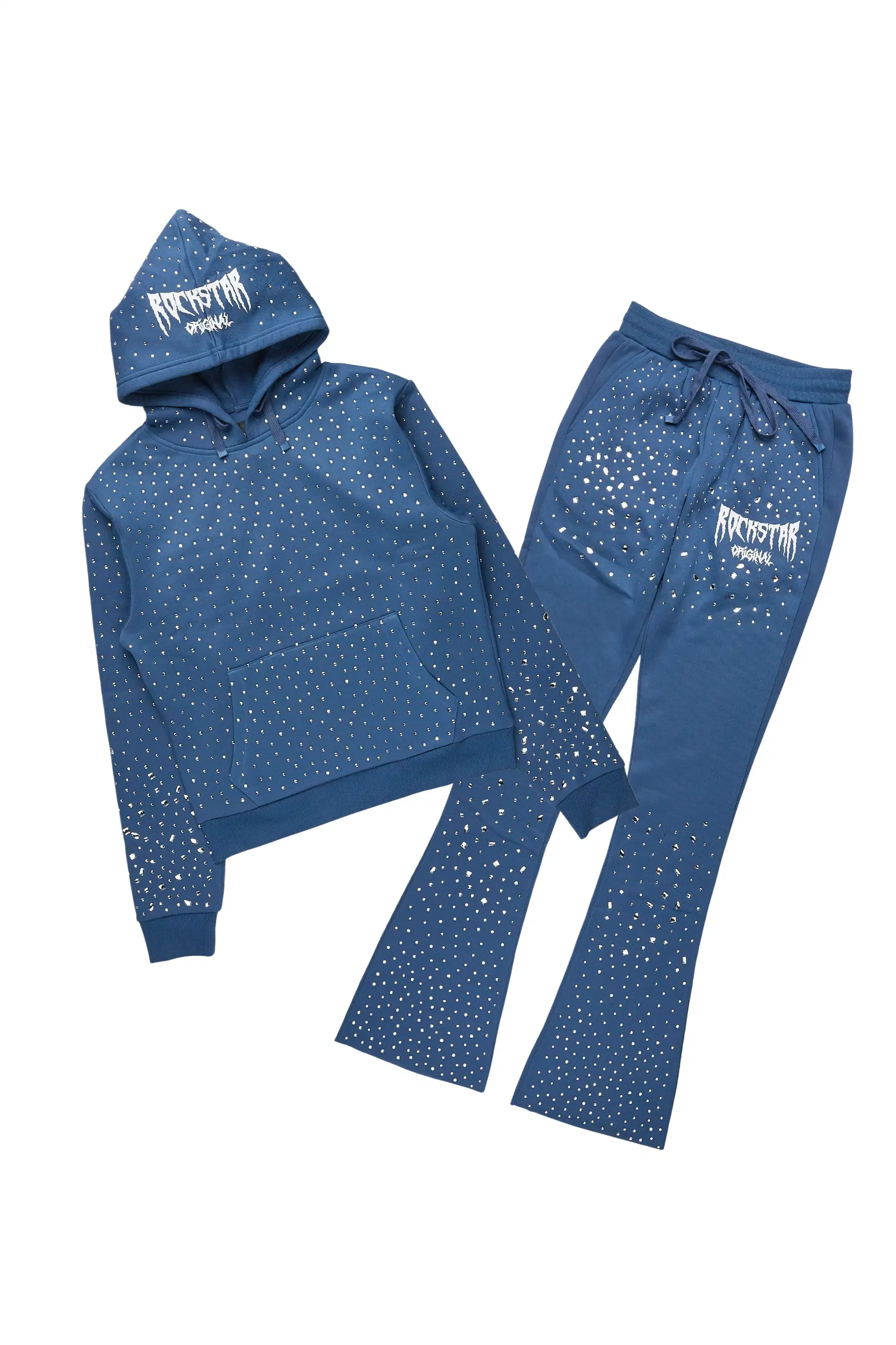 Porsha Navy Rhinestone Stacked Track Set - Image 3