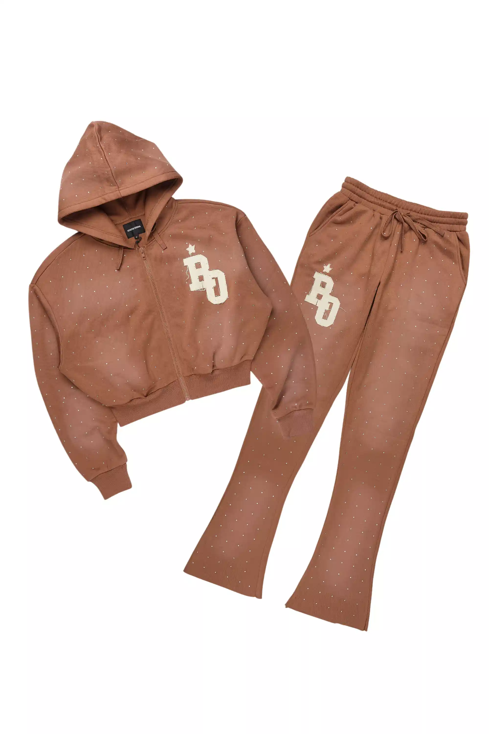 Tyona Mocha Rhinestone Stacked Flare Track Set - Image 3
