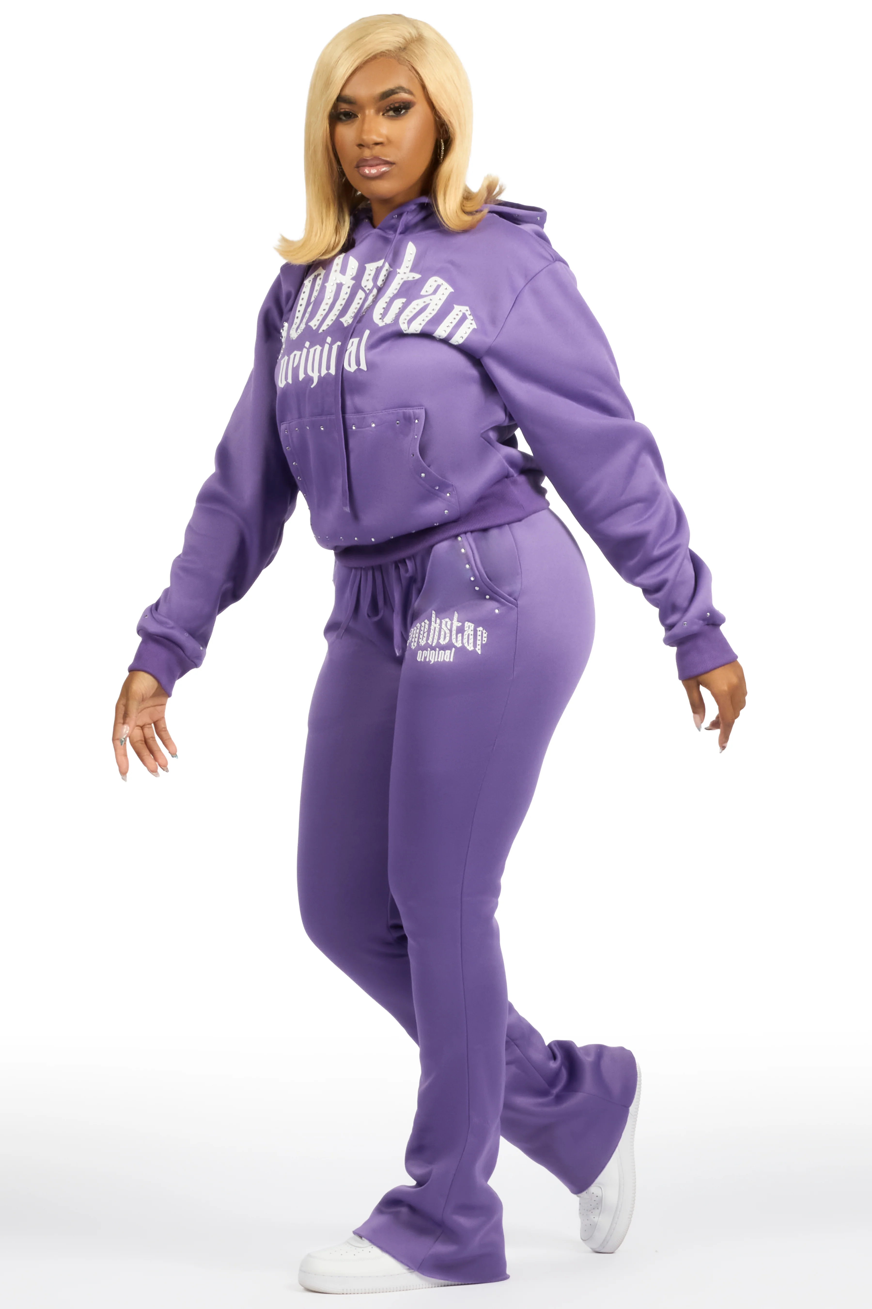 Sherris Purple Studded Stacked Track Set - Image 6