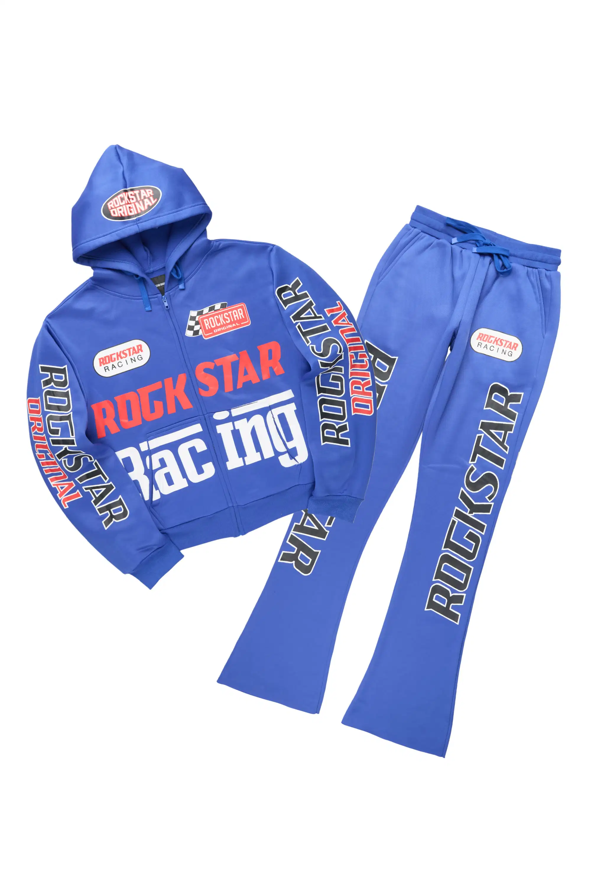 Tarie Royal Blue Zip Up Super Stacked Track Set - Image 3