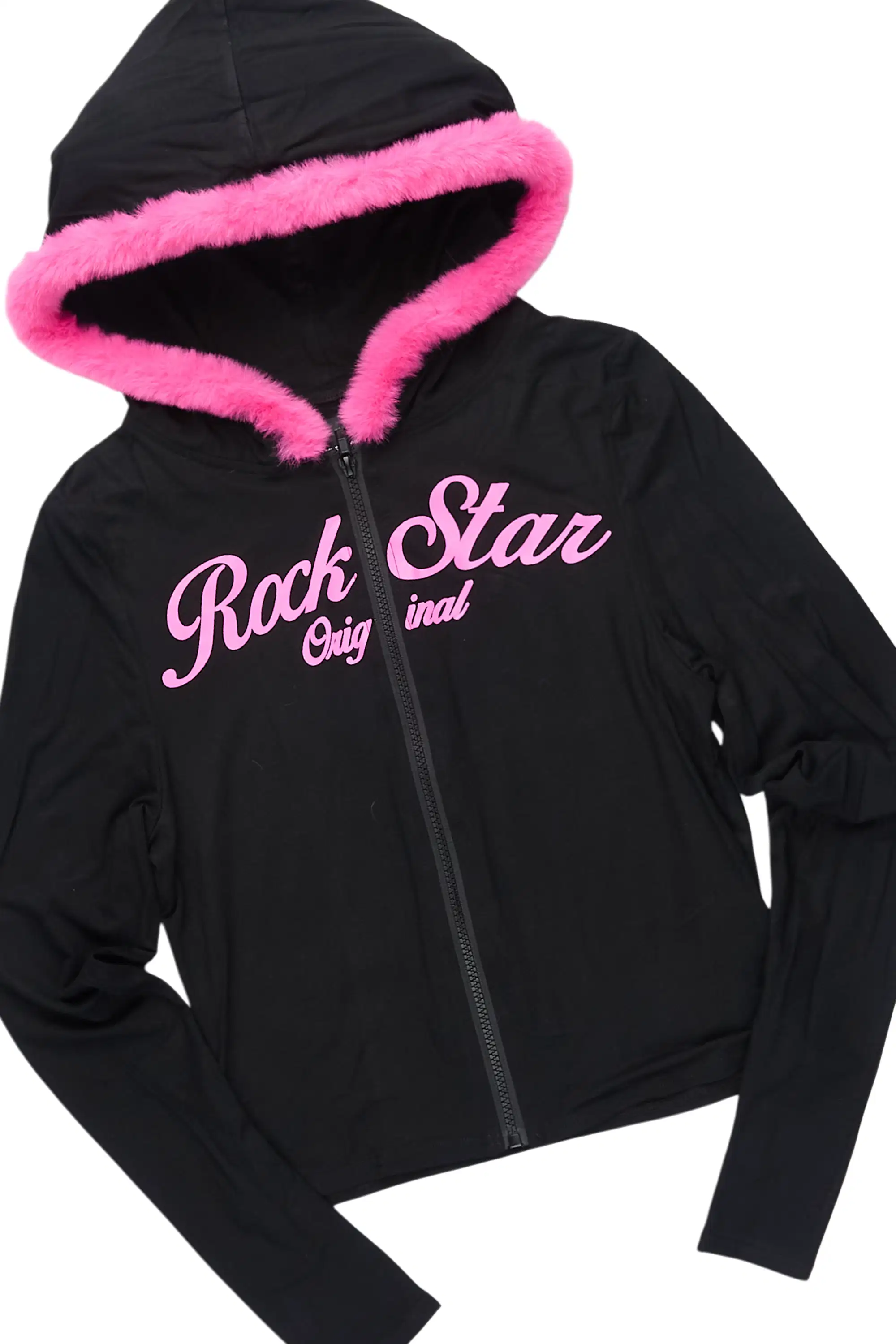 Metrie Black Lounge Track Set With Fur Trim - Image 6