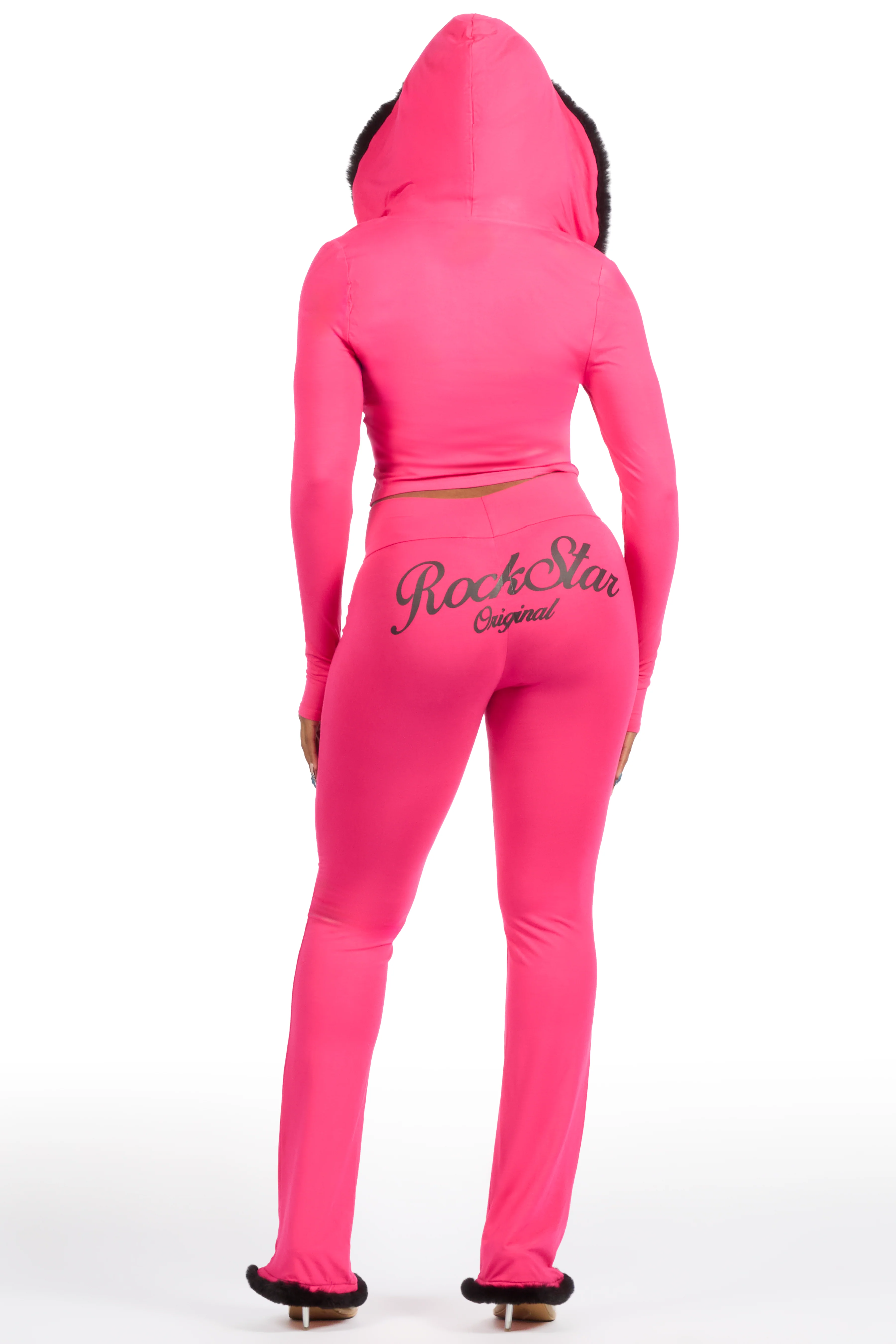Metrie Hot Pink Lounge Track Set With Fur Trim - Image 8