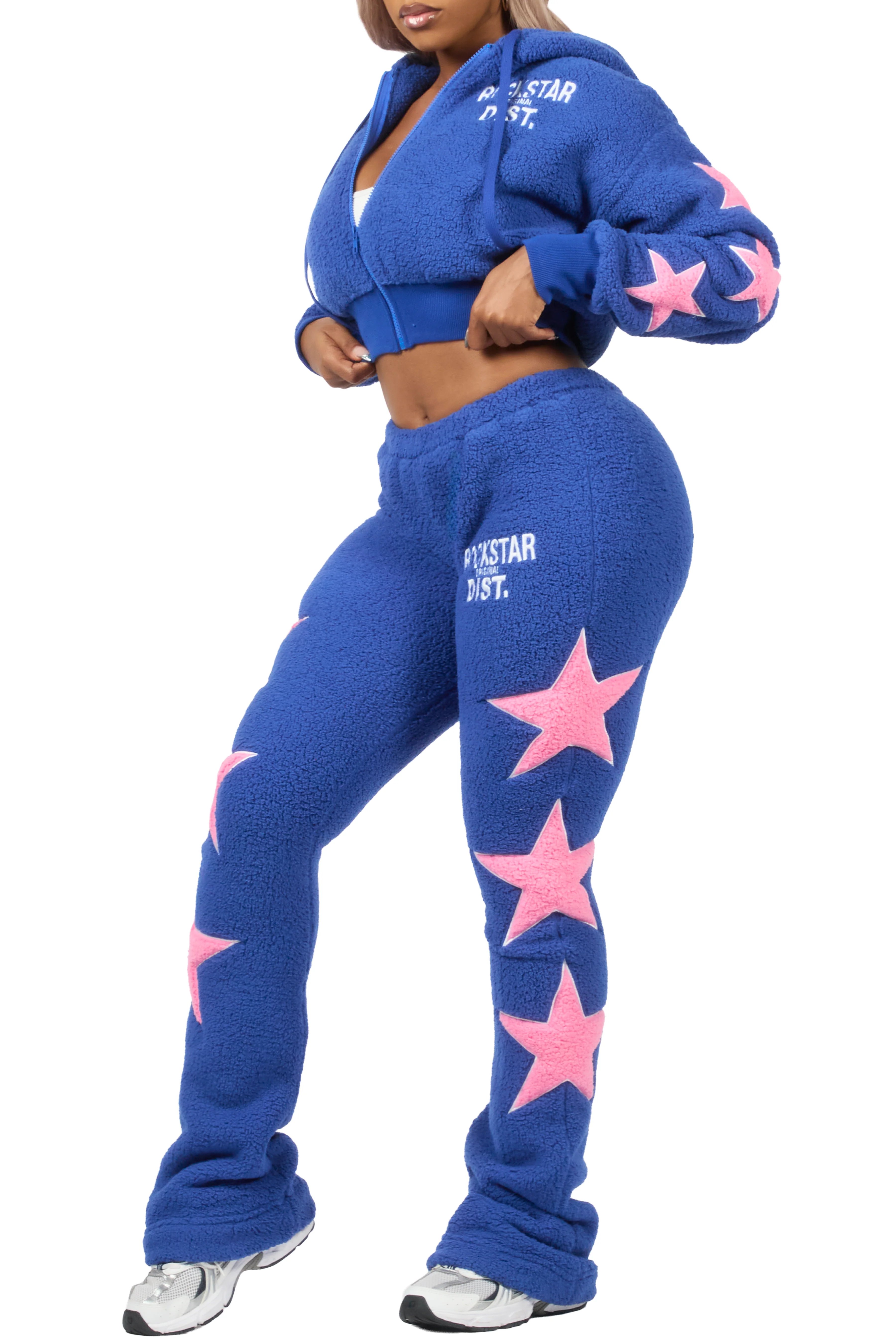 Dainisha Navy Sherpa Zip Up Stacked Track Set - Image 10
