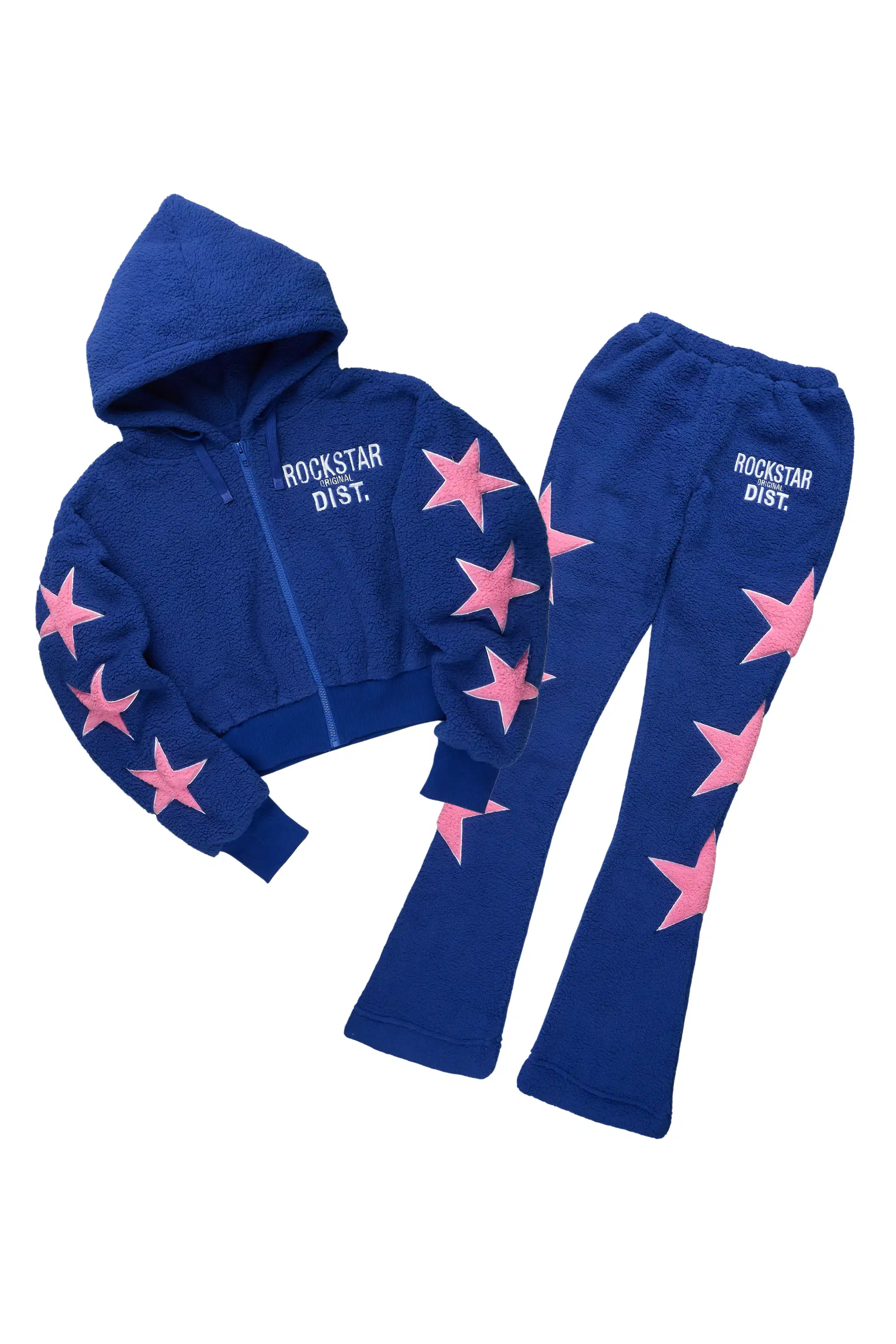 Dainisha Navy Sherpa Zip Up Stacked Track Set - Image 3