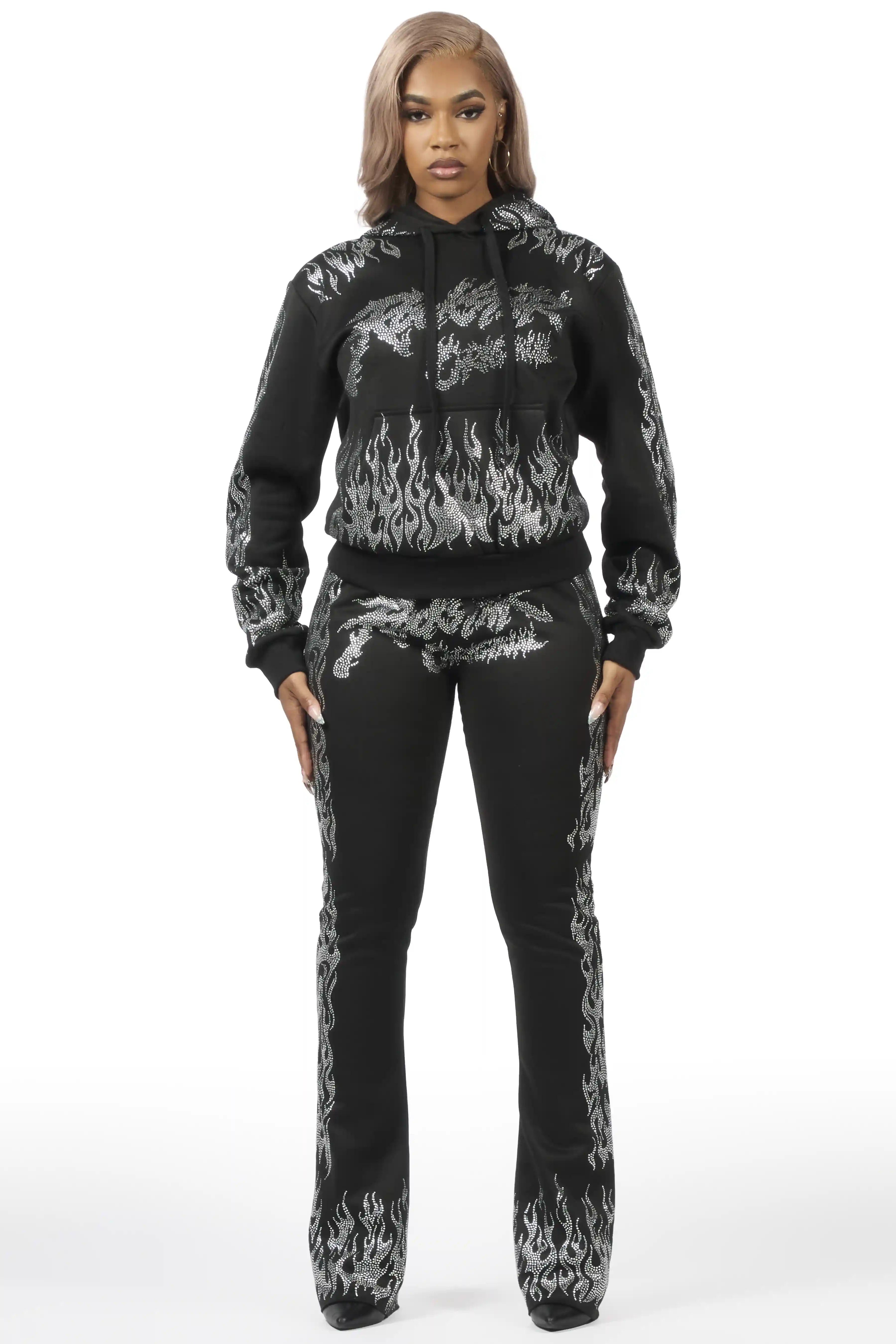 Alaena 2.0 Black Rhinestone Stacked Track Set - Image 3