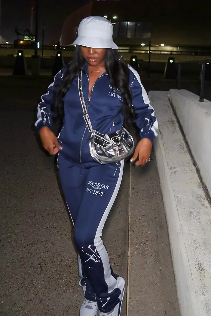Joelle Navy Drippy Stacked Trackset - Image 2