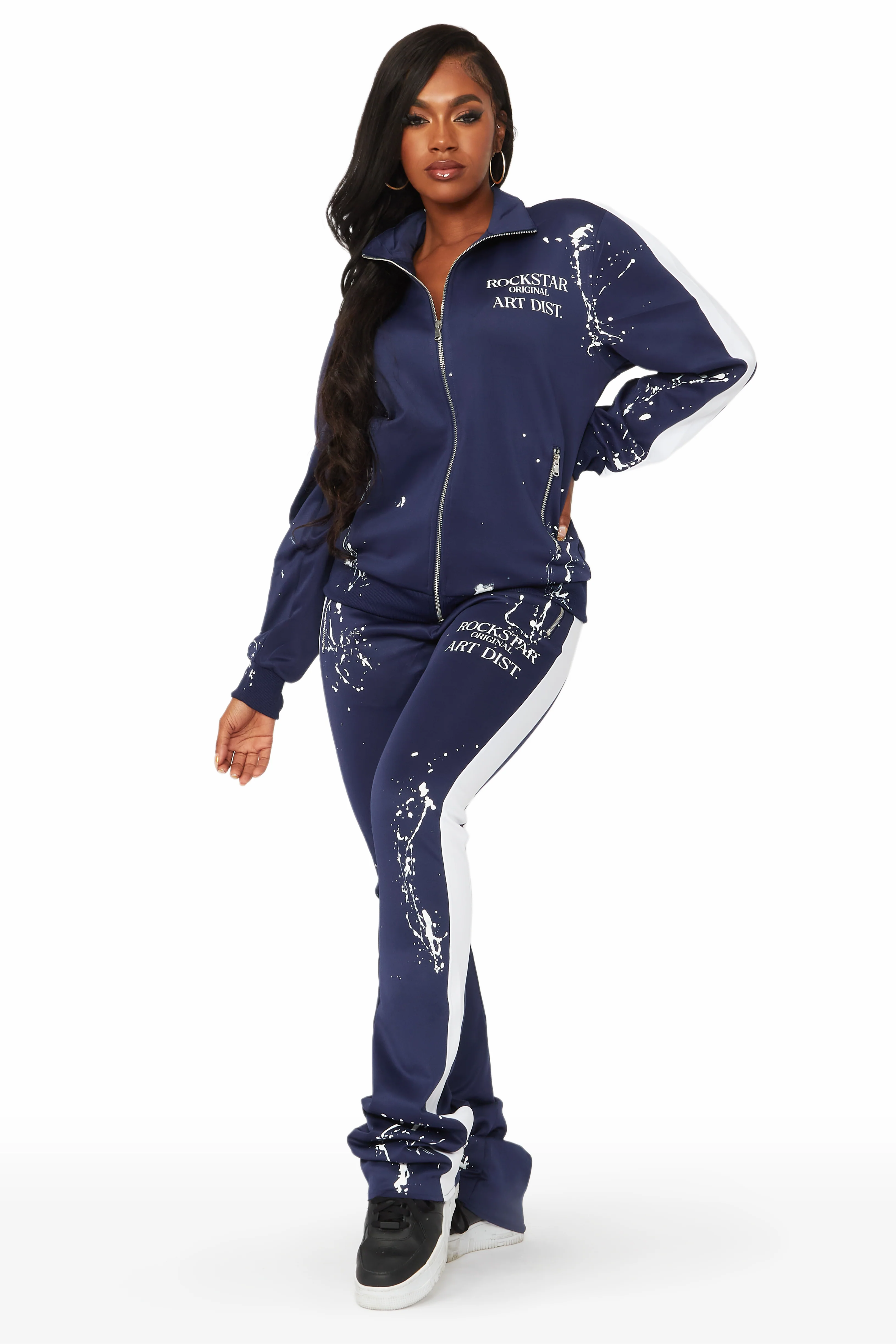 Joelle Navy Drippy Stacked Trackset - Image 4