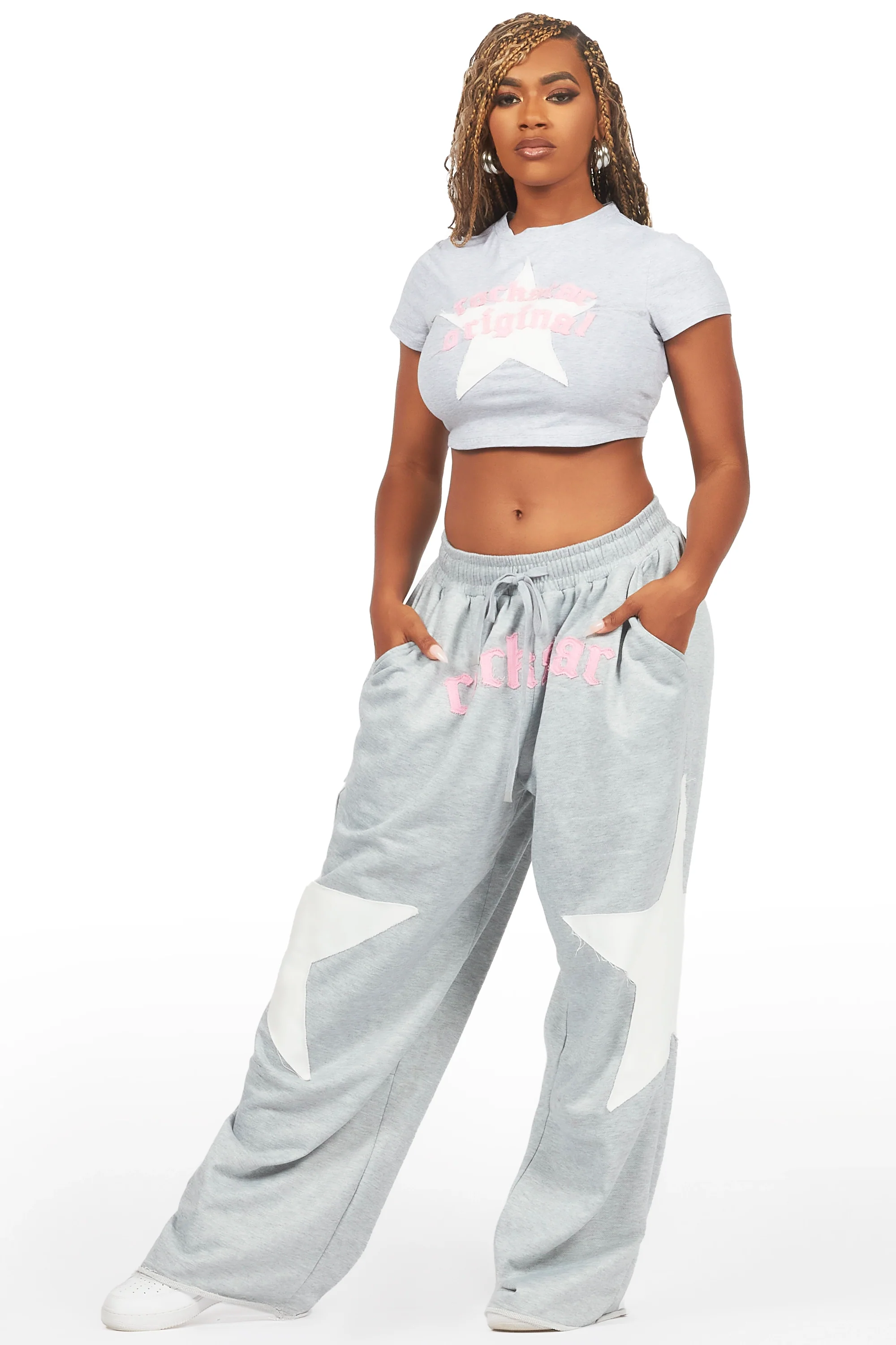 Shelley Heather Grey T-Shirt Trackset - Image 3