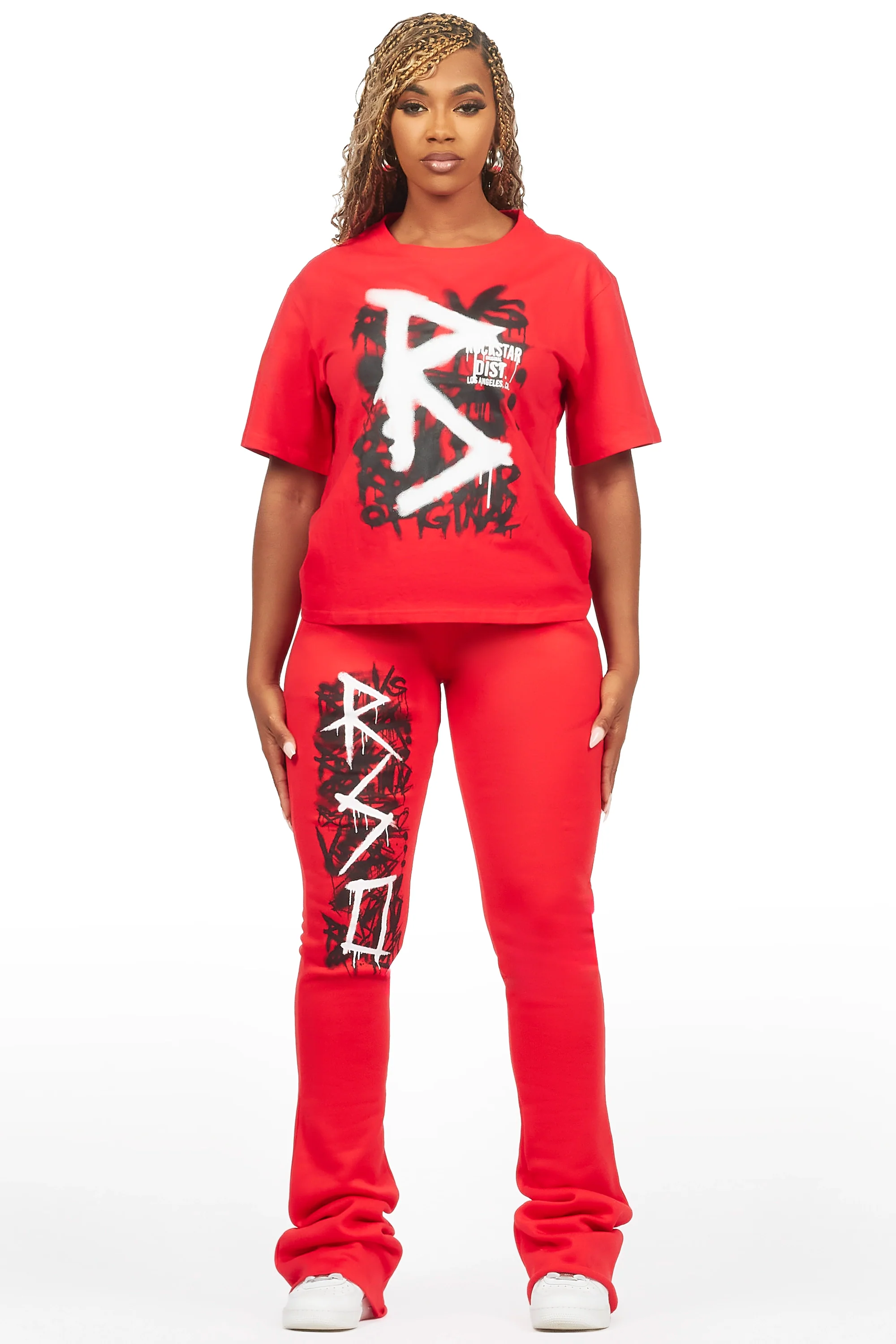 Nahomy Red T-Shirt Trackset - Image 2
