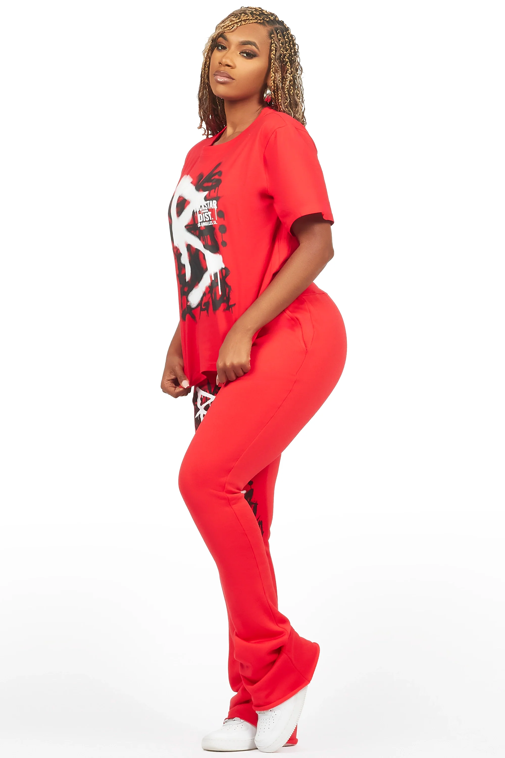 Nahomy Red T-Shirt Trackset - Image 3