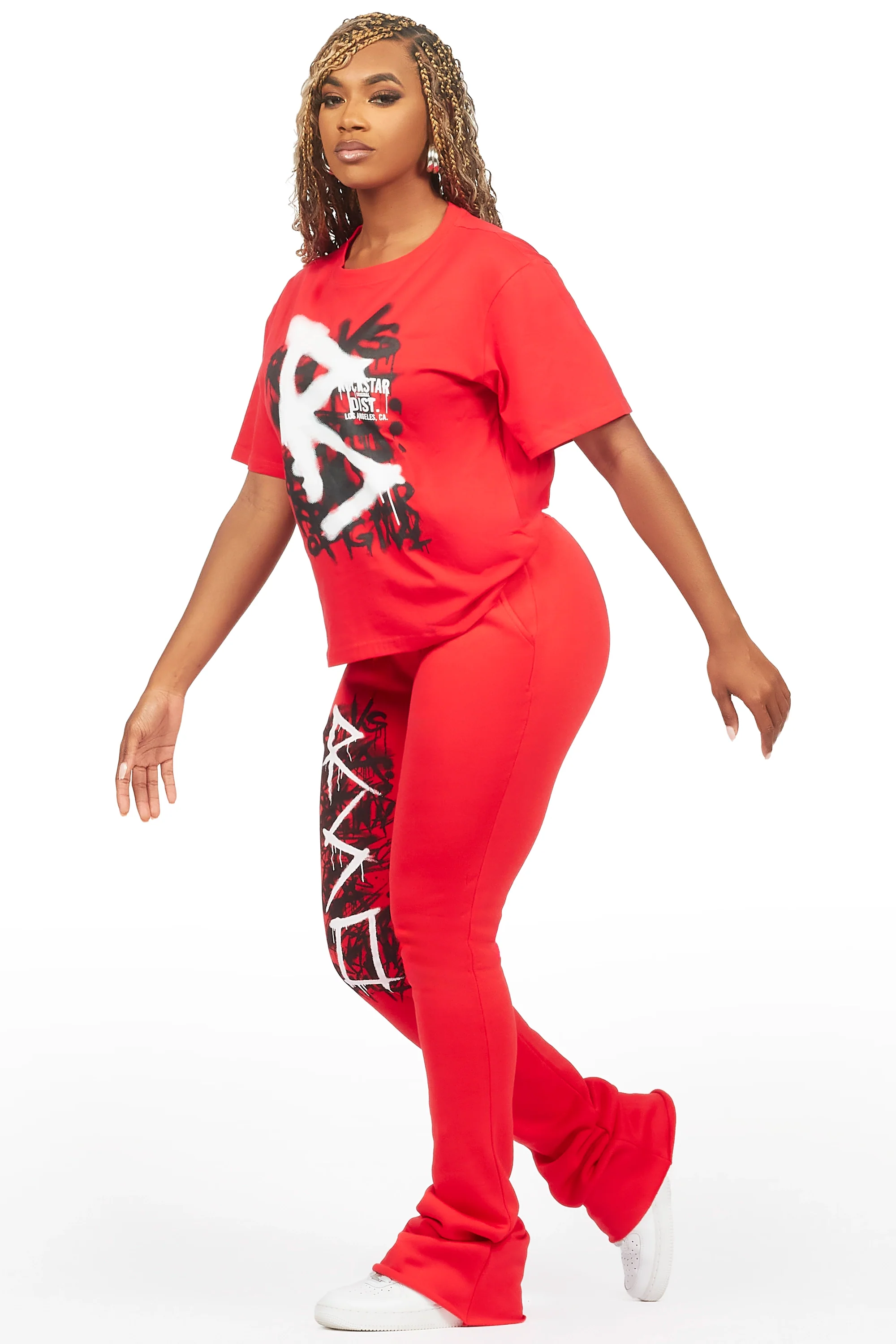 Nahomy Red T-Shirt Trackset - Image 4
