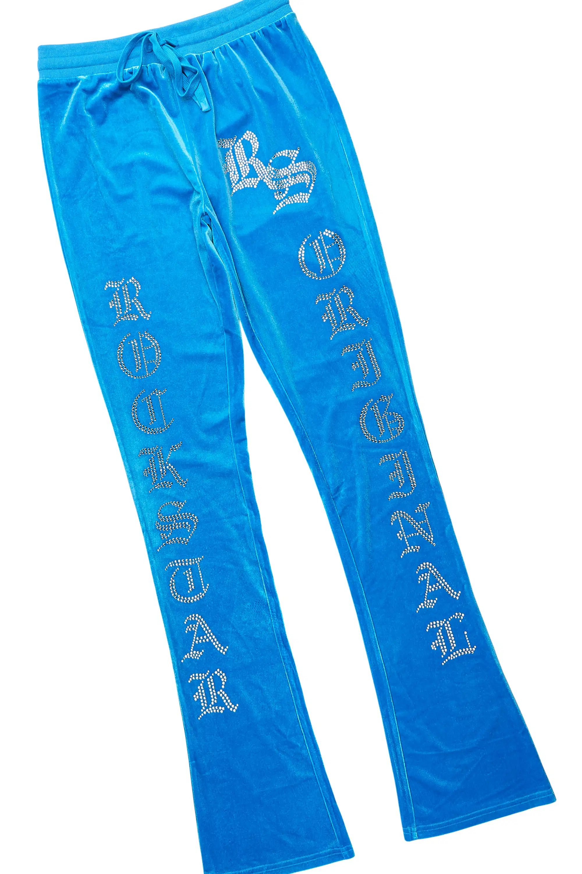 Doniqua Blue Rhinestone Velour Stacked Track Set - Image 10