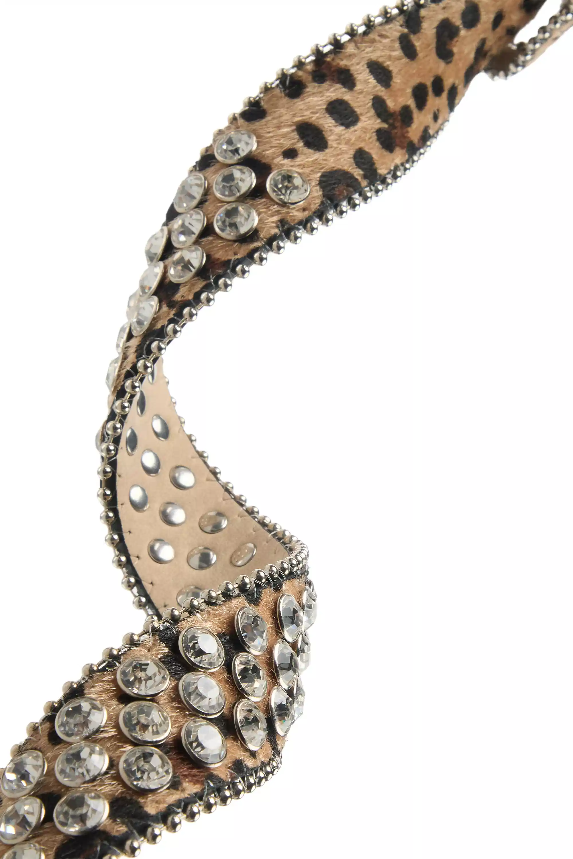Dalia Beige Cheetah Print Rhinestone Belt - Image 4