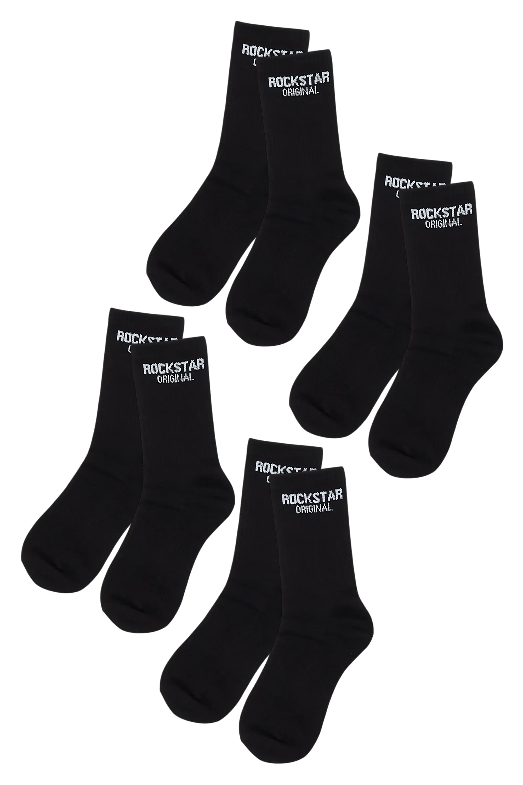 Womens Rockstar Dist Black Basic Socks 4 Pack