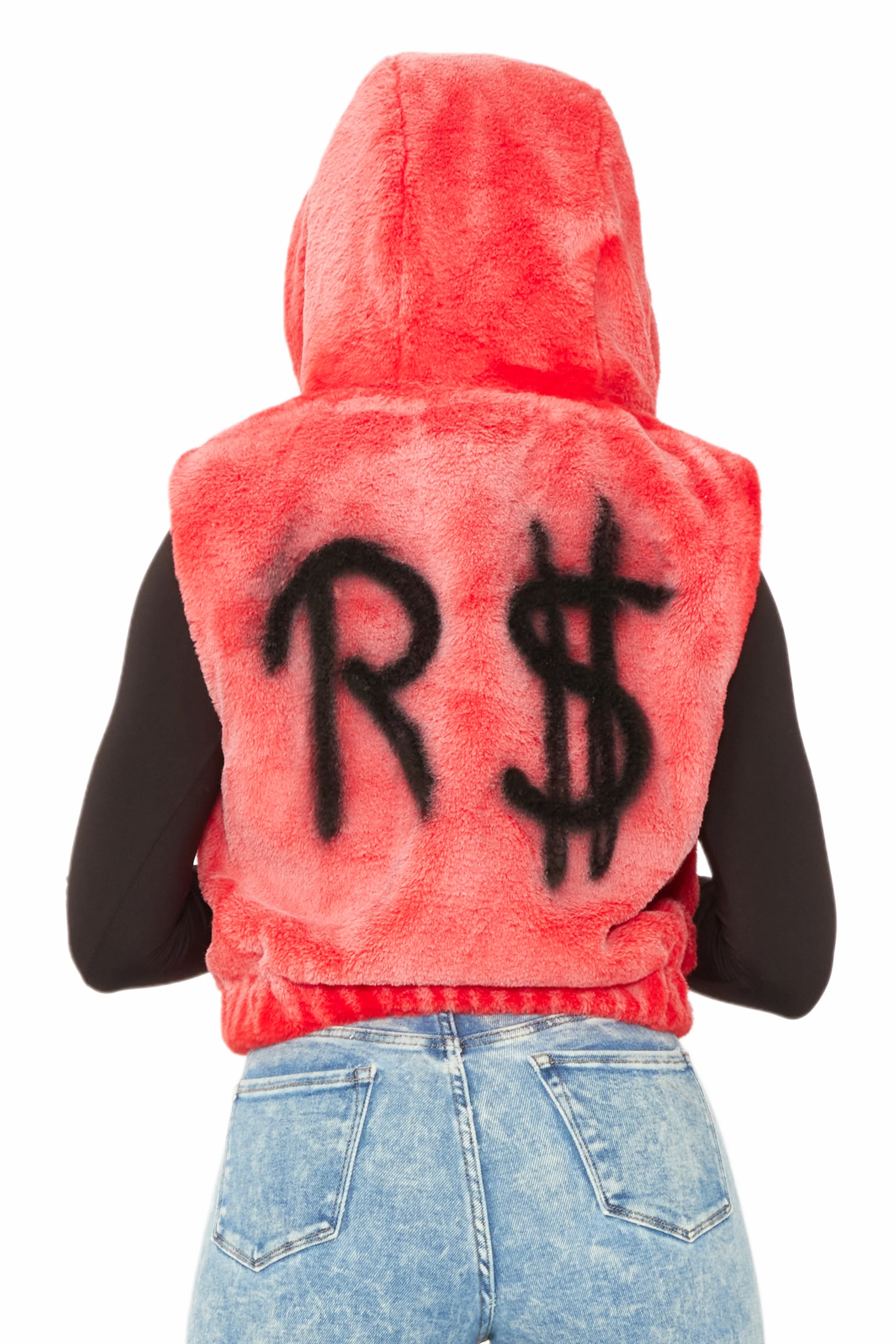 Christal Red Fur Vest - Image 2