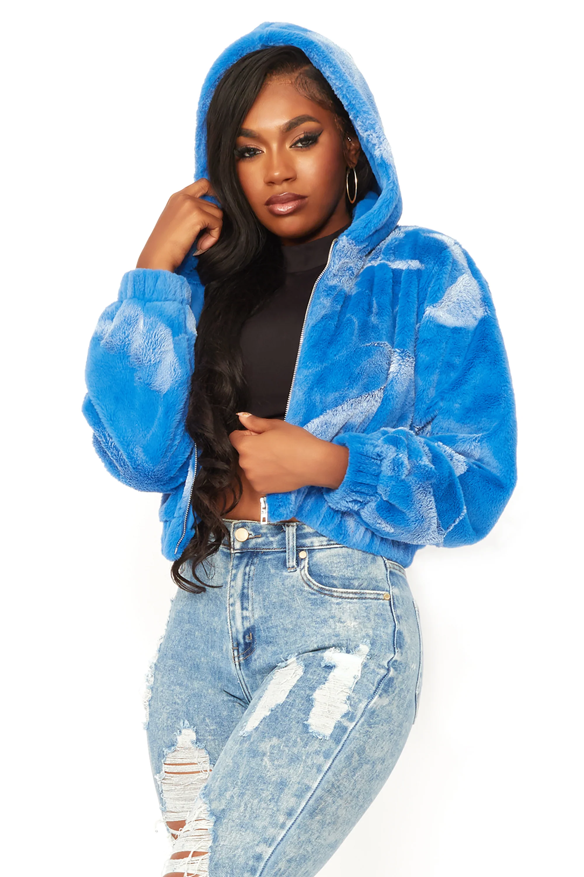 Charise Blue Fur Jacket - Image 2