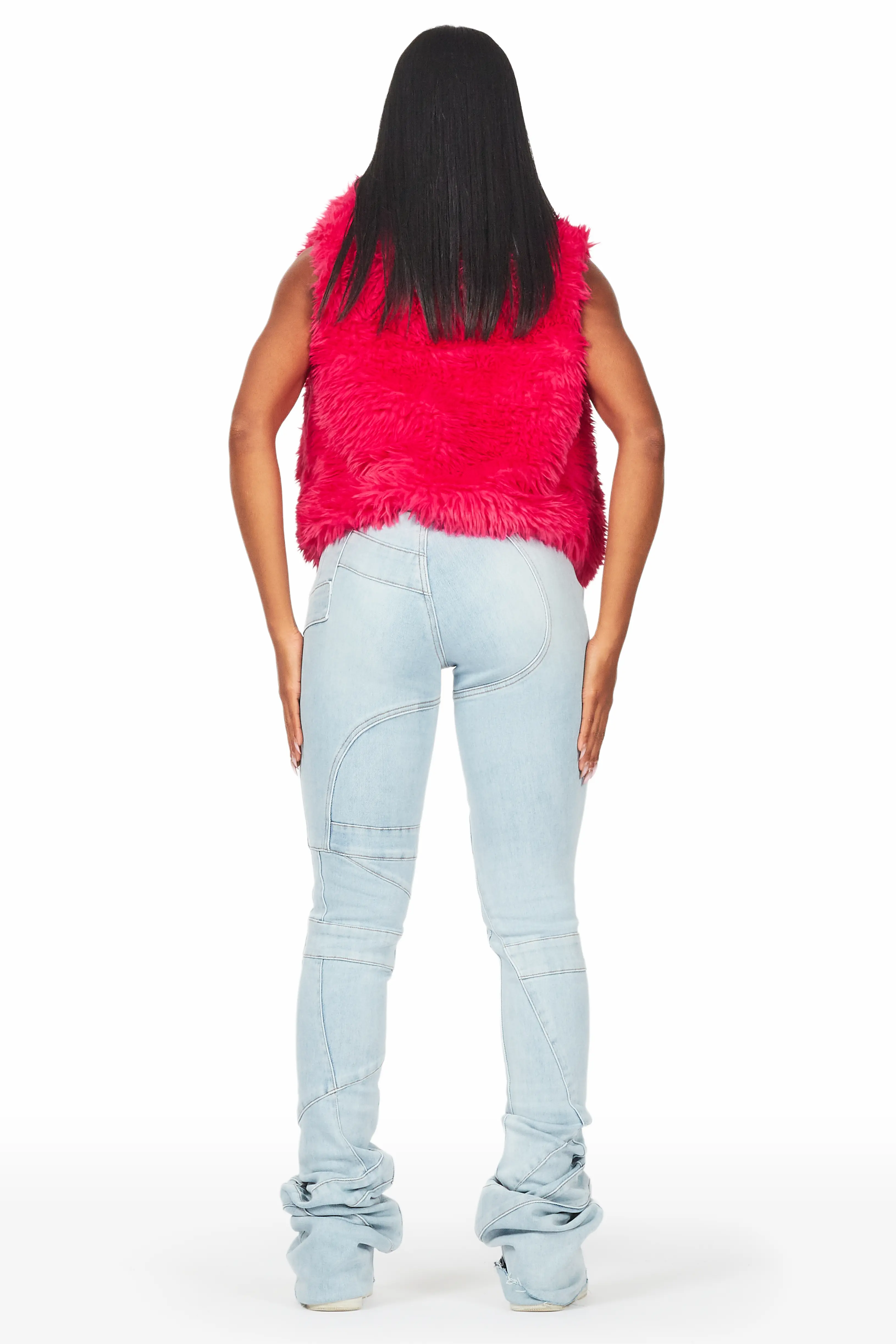 Keionna Fuchsia Fur Vest - Image 9