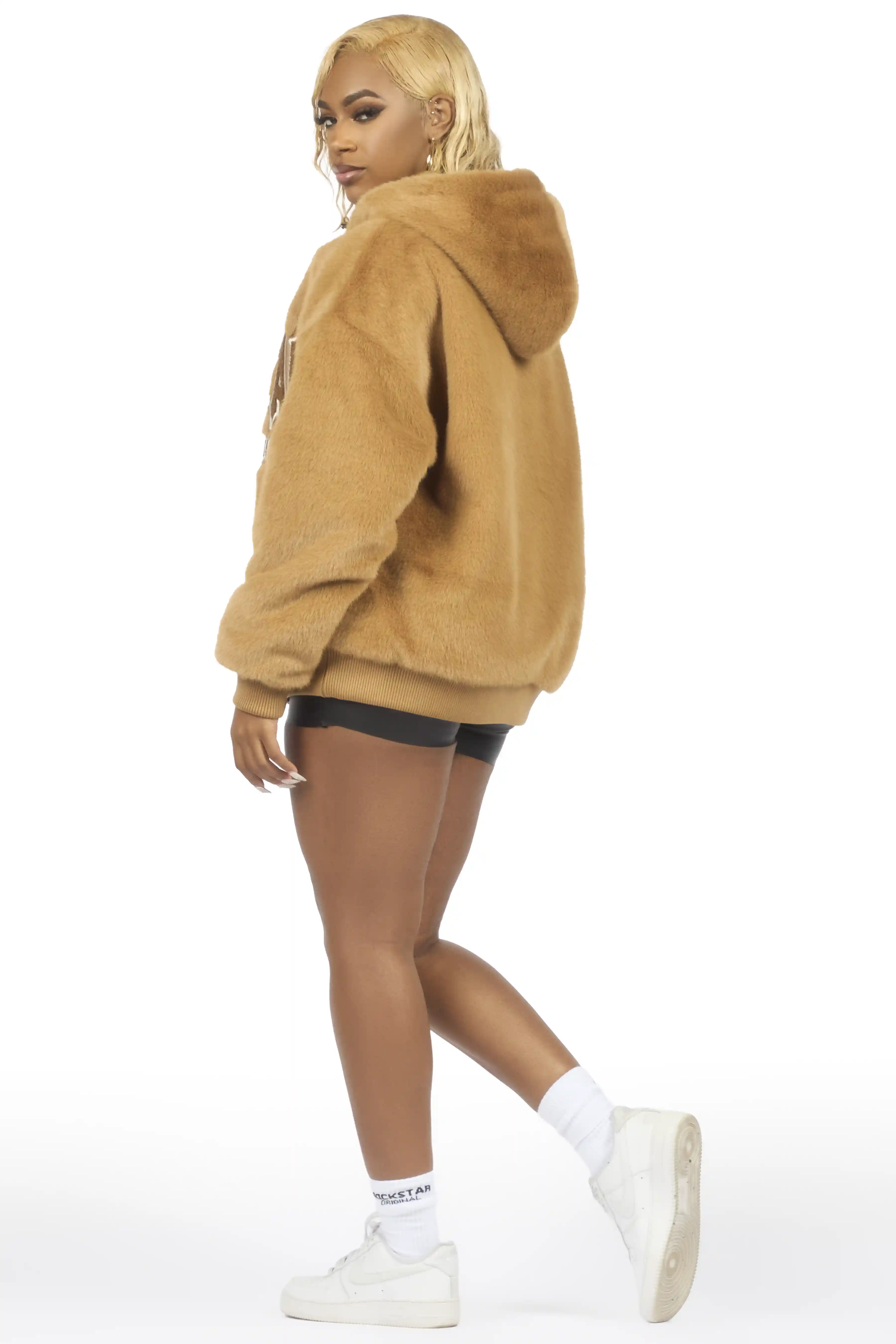 Jaleah Brown Oversized Fur Jacket - Image 12