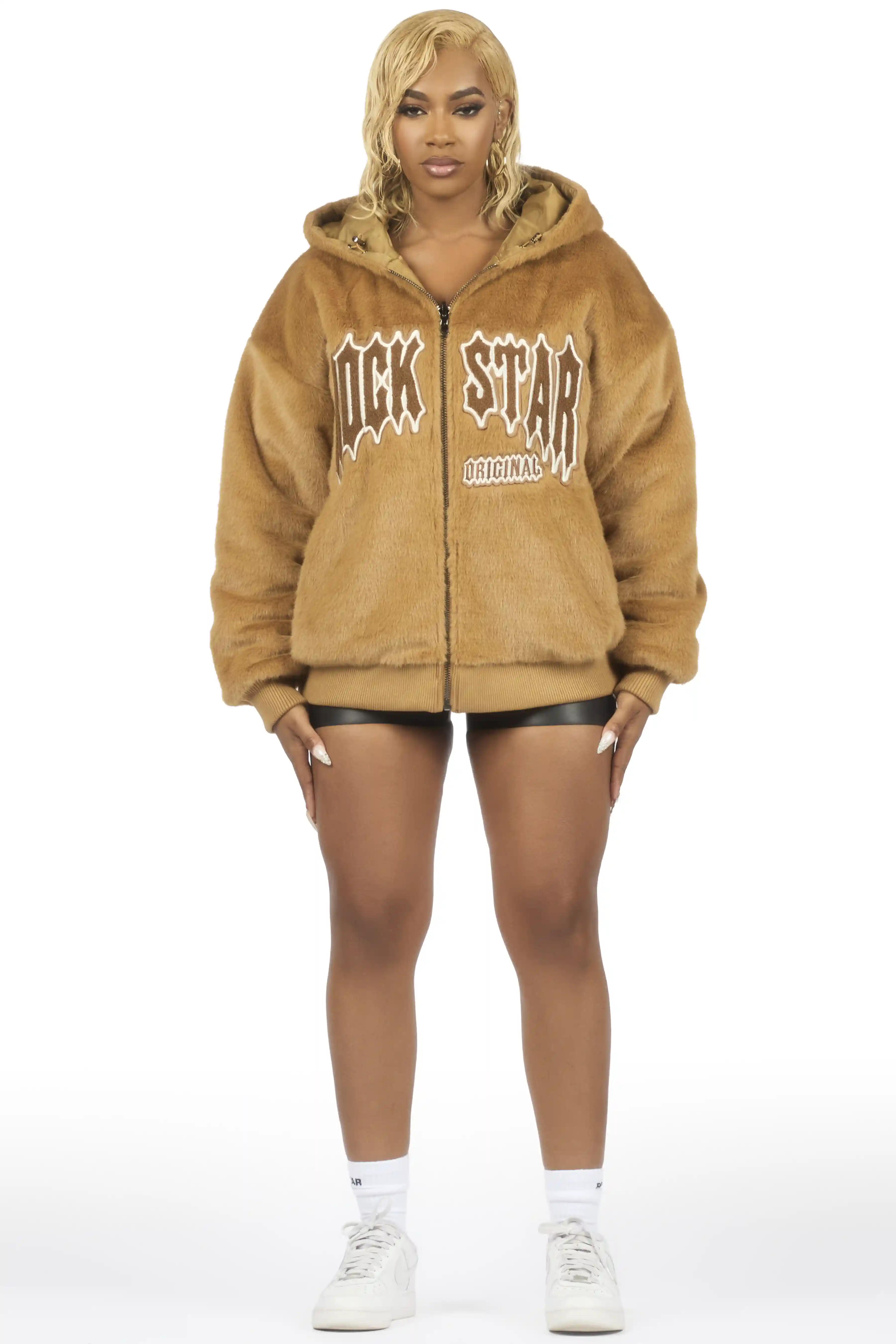Jaleah Brown Oversized Fur Jacket - Image 3