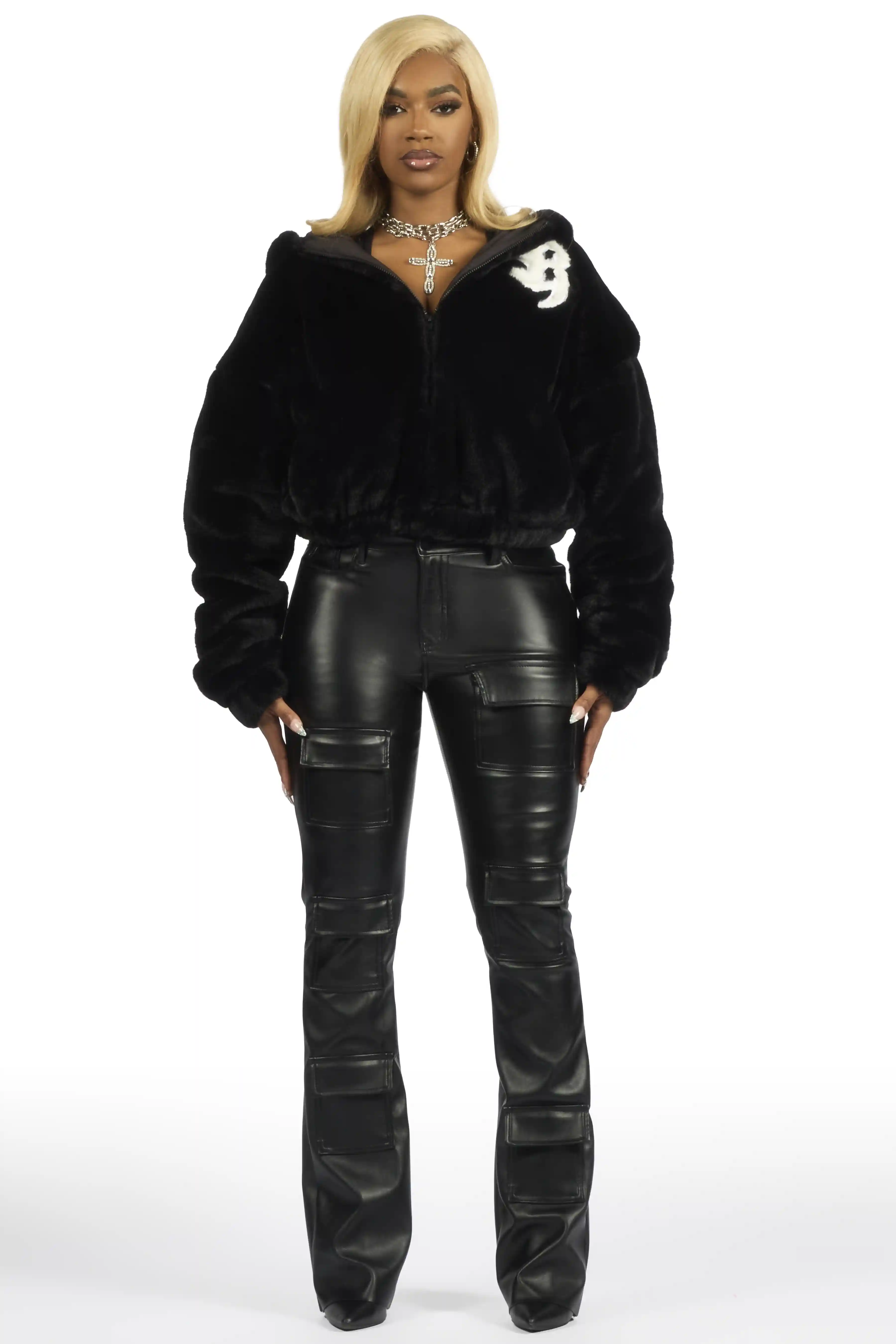 Inany Black Fur Jacket - Image 3