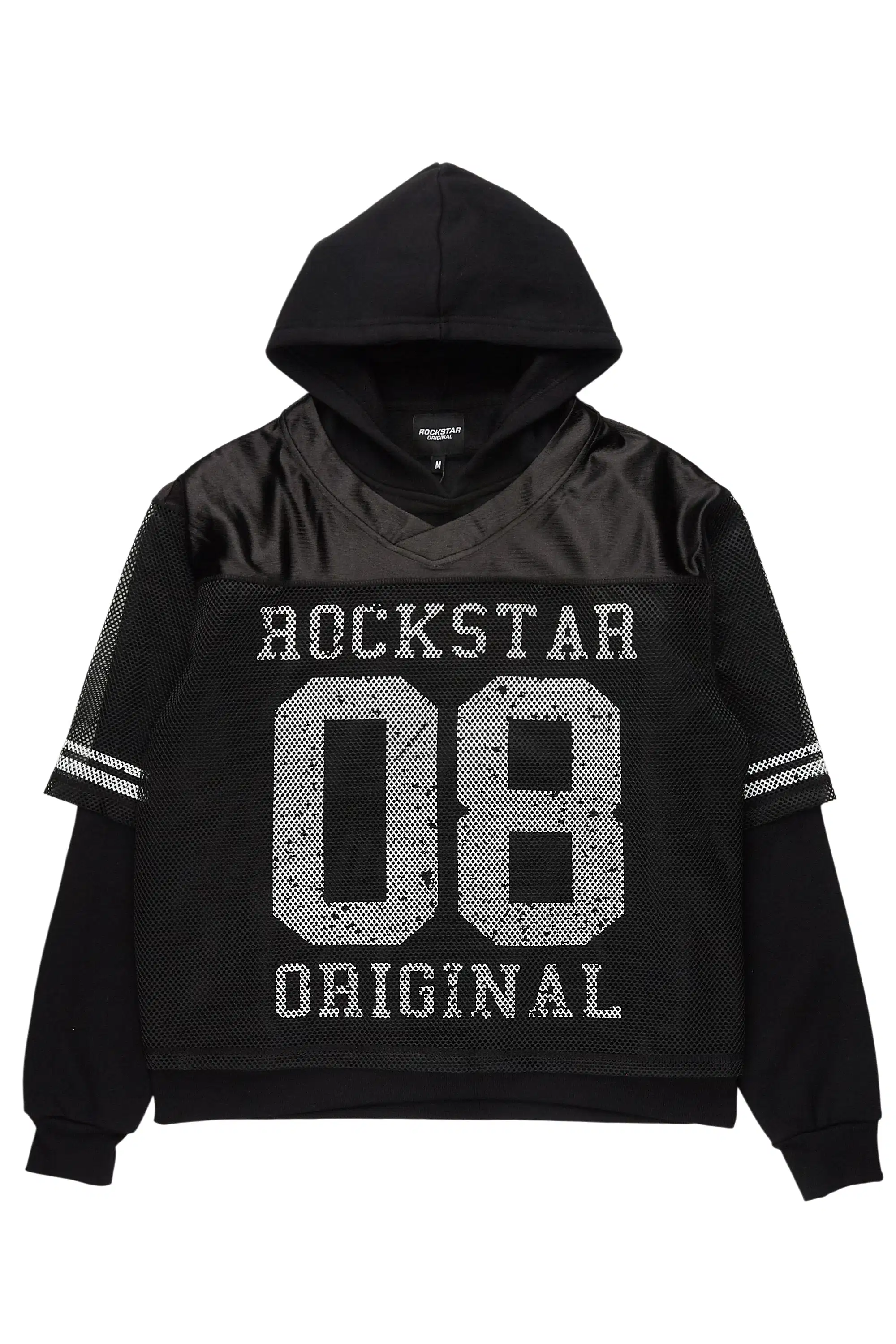 Lakyra Black/White Double Layer Graphic Jersey Hoodie
