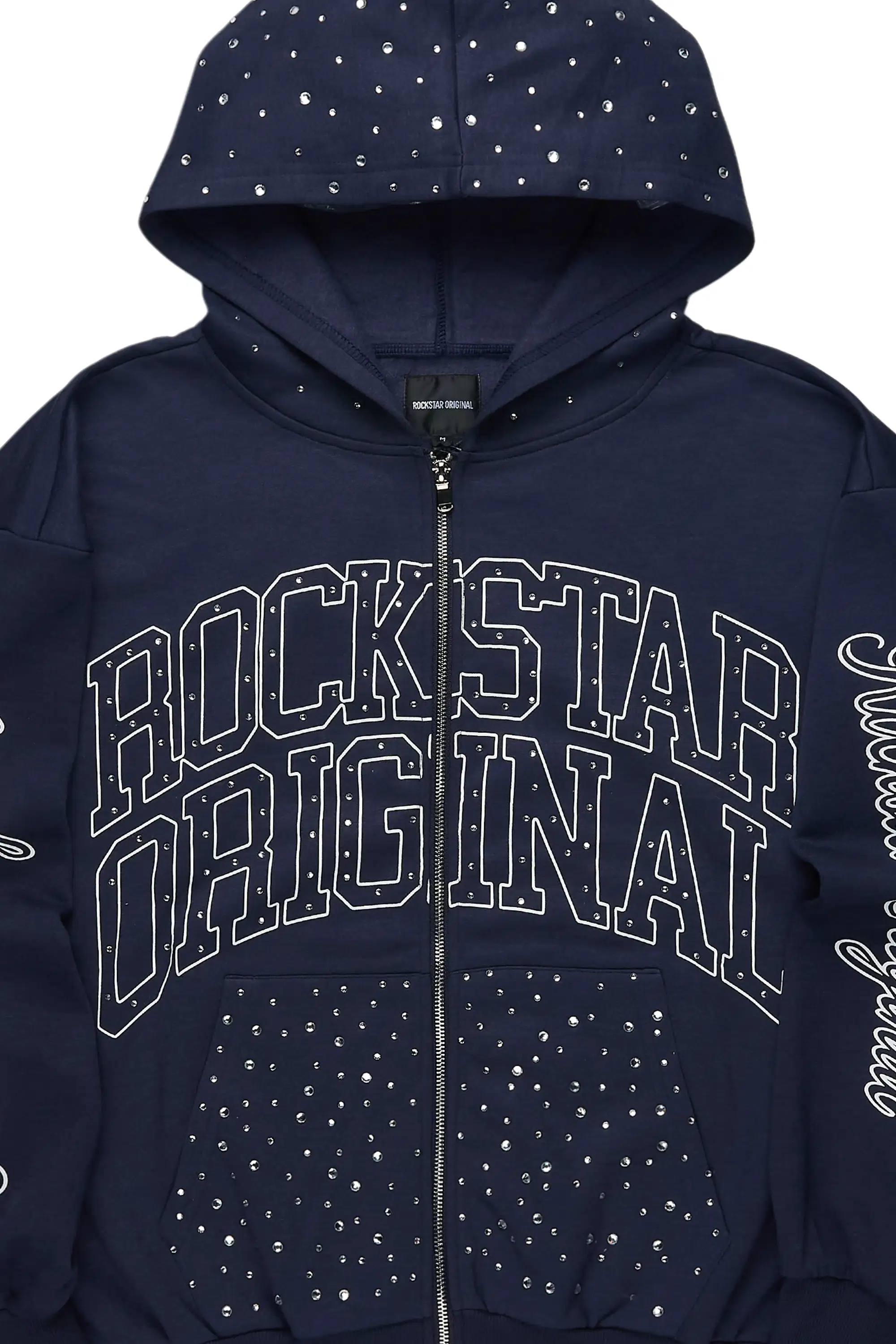 Alvina Navy Rhinestone Zip Up Hoodie - Image 5