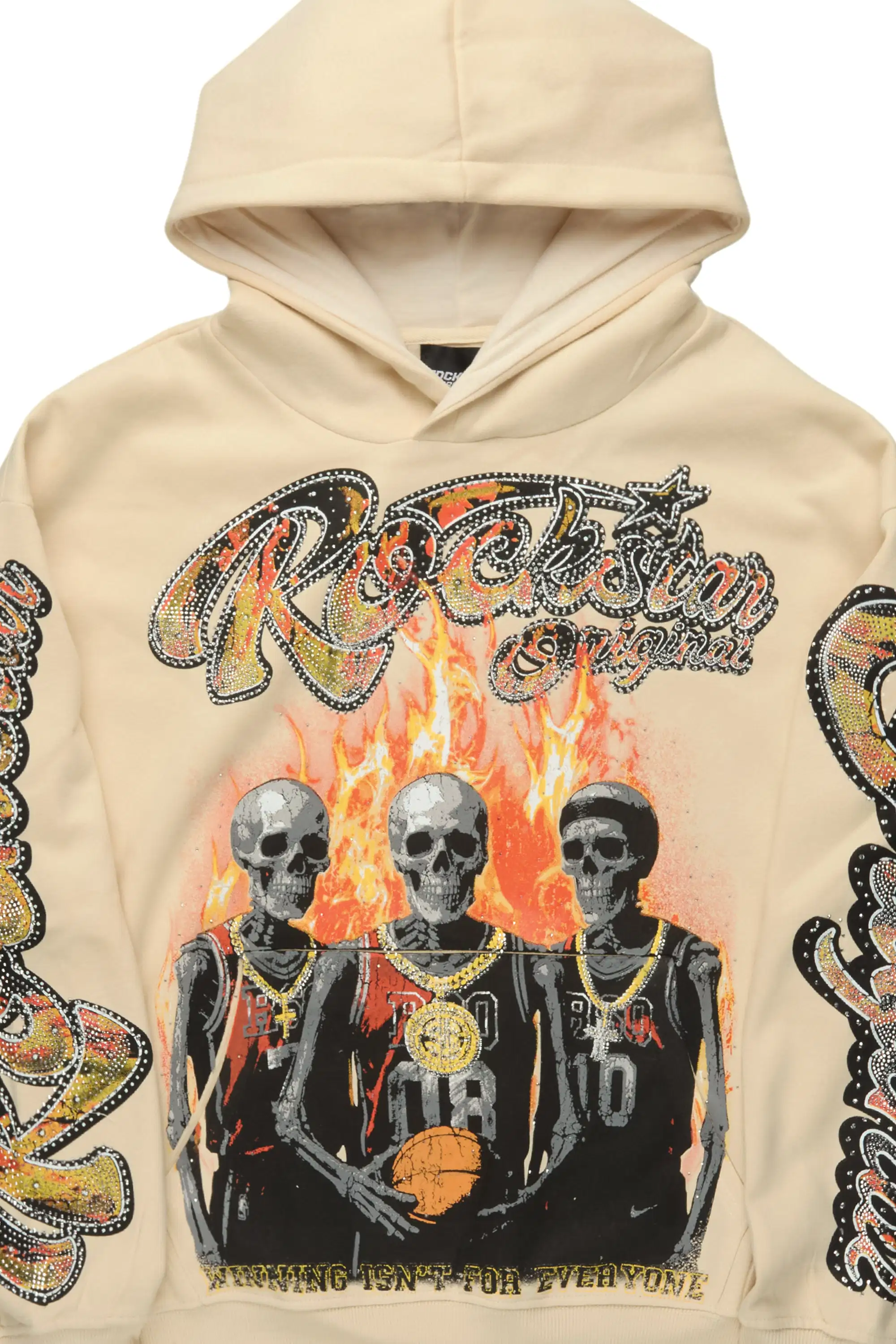 Felicita Beige Rhinestone Hoodie - Image 3