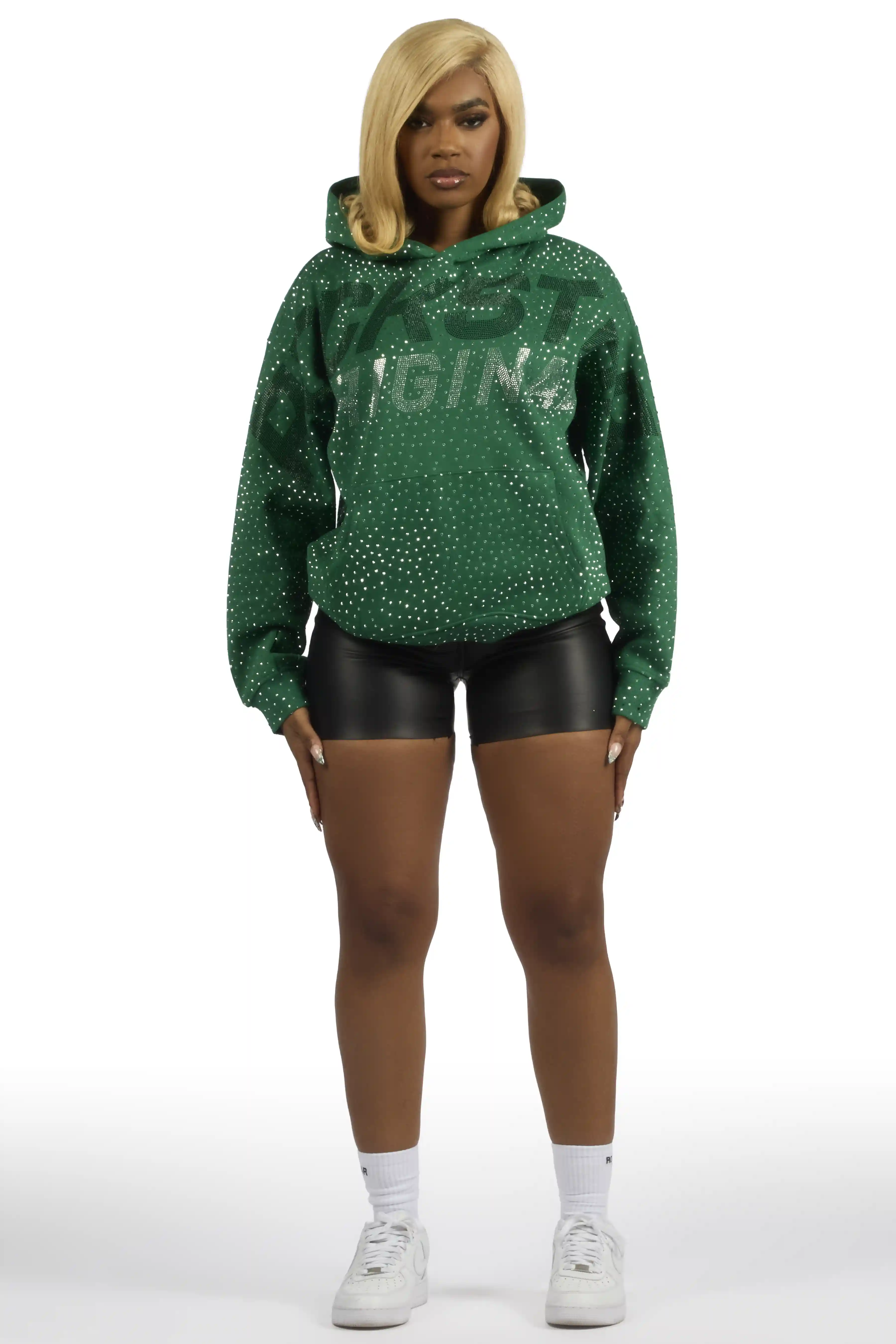 Roshanda Green Rhinestone Hoodie - Image 3