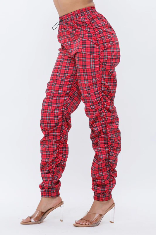 Pheyella Red Plaid Nylon Pant - Image 3