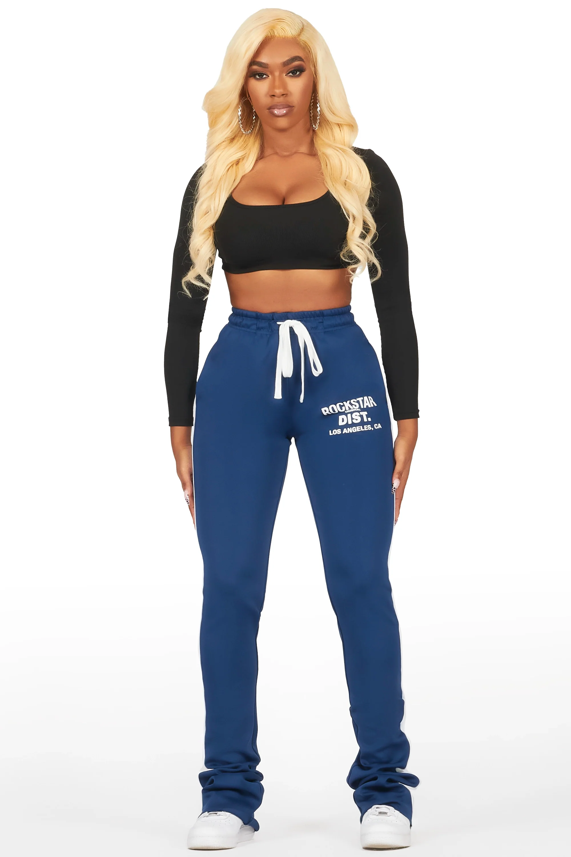 Savannah Navy Super Stacked Track Pant - Image 2