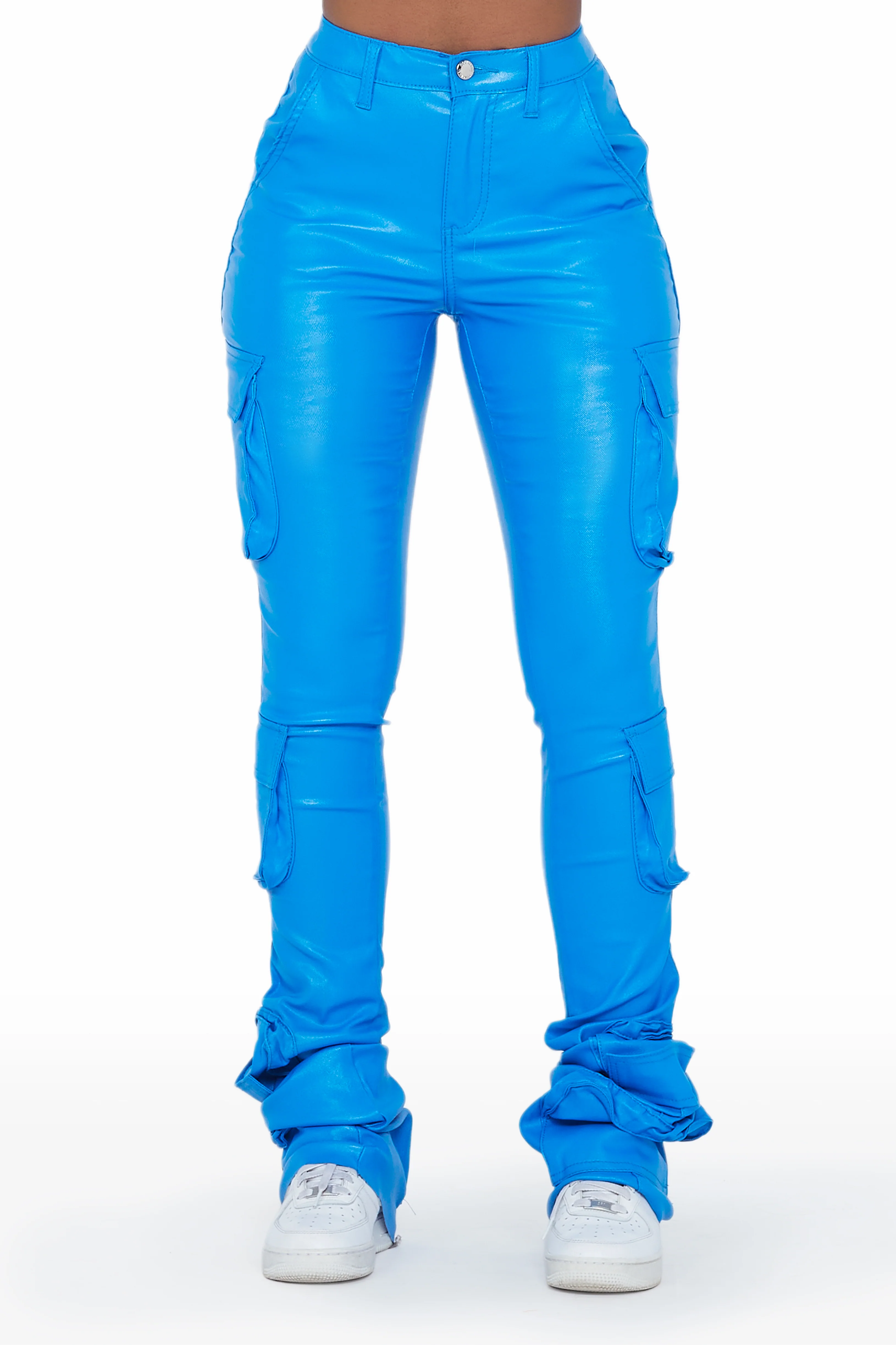 Miracle Blue PU Cargo Super Stacked Pant - Image 4