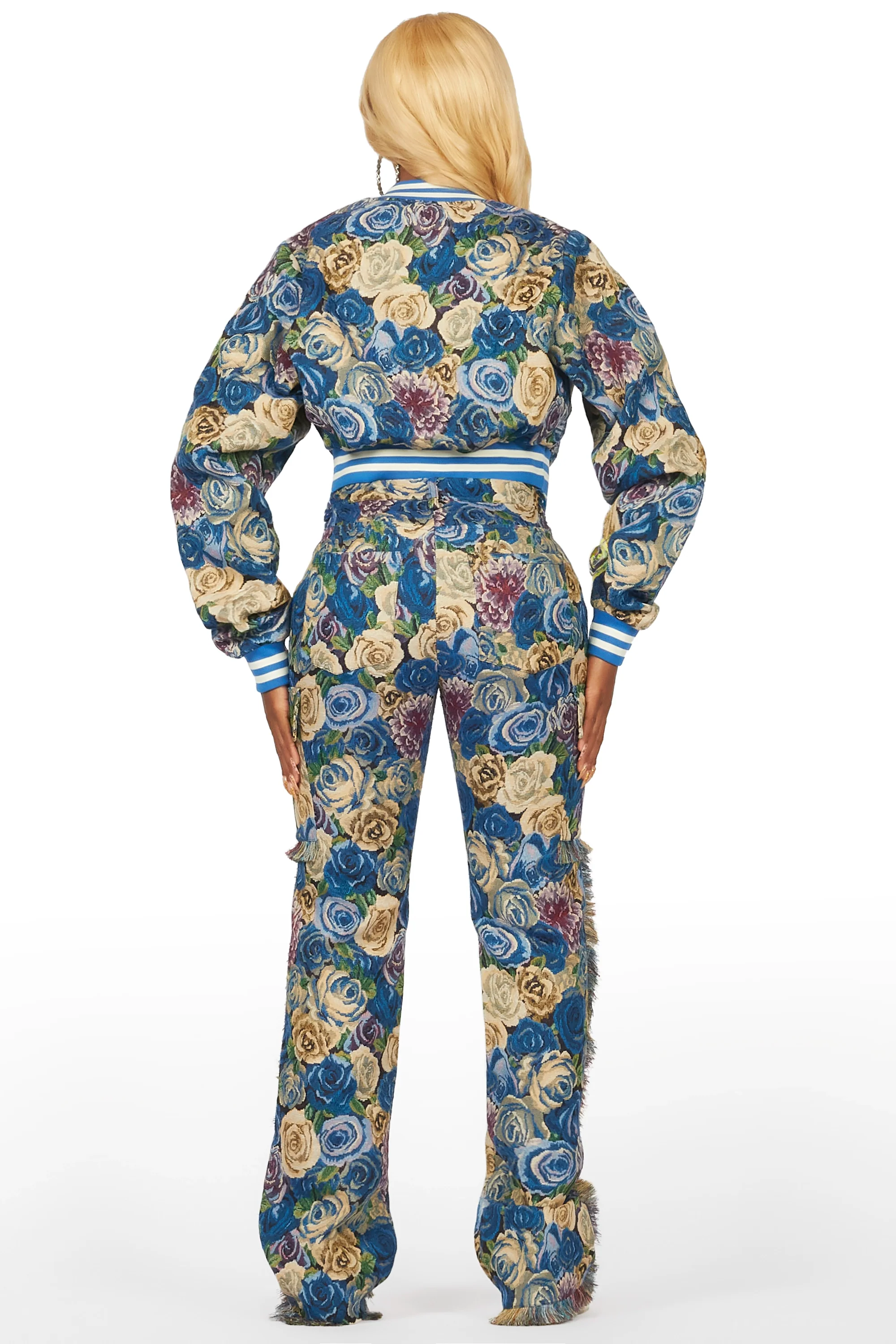 Darresha Blue Floral Tapestry Stacked Pant - Image 6