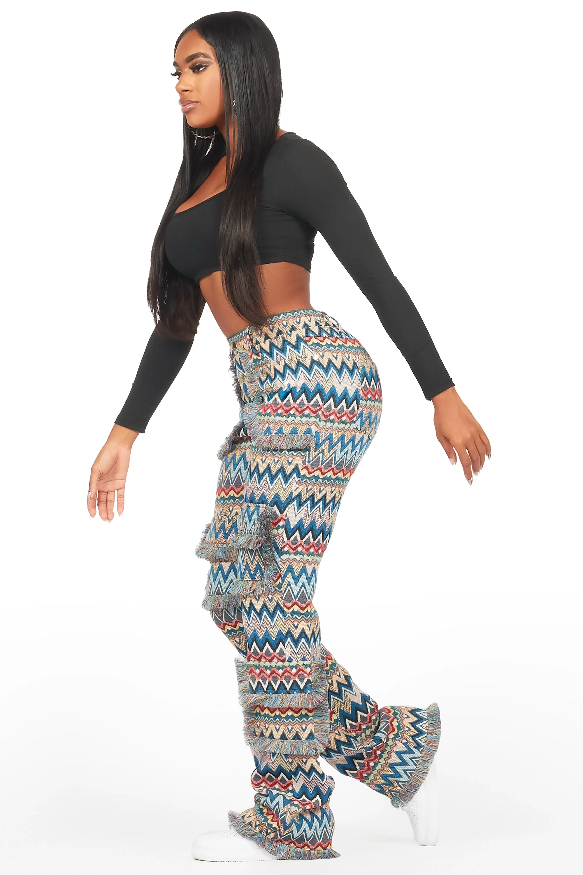 Mikaia Blue Tapestry Stacked Pant - Image 4