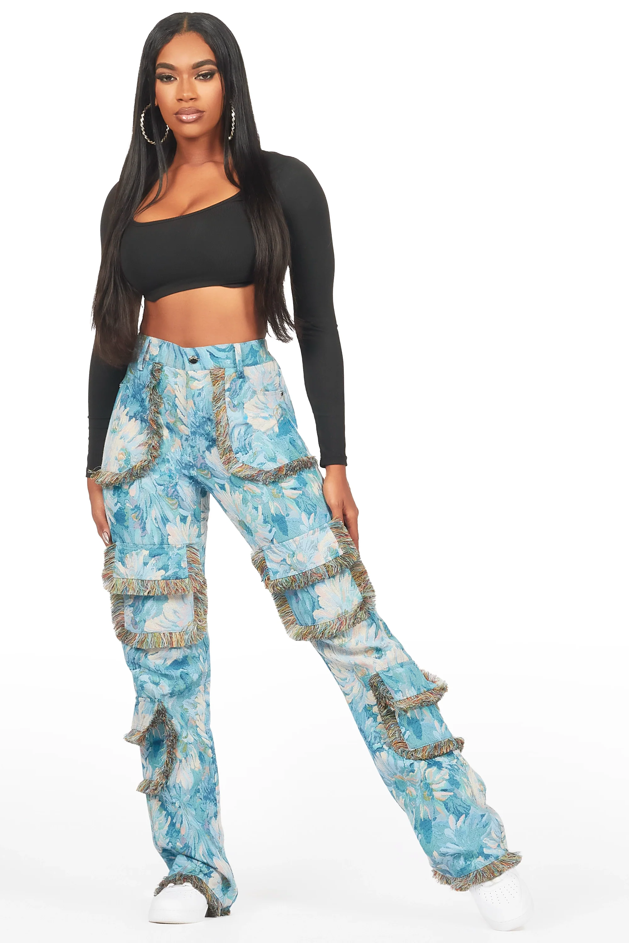 Takecia Blue Tapestry Stacked Pant - Image 2