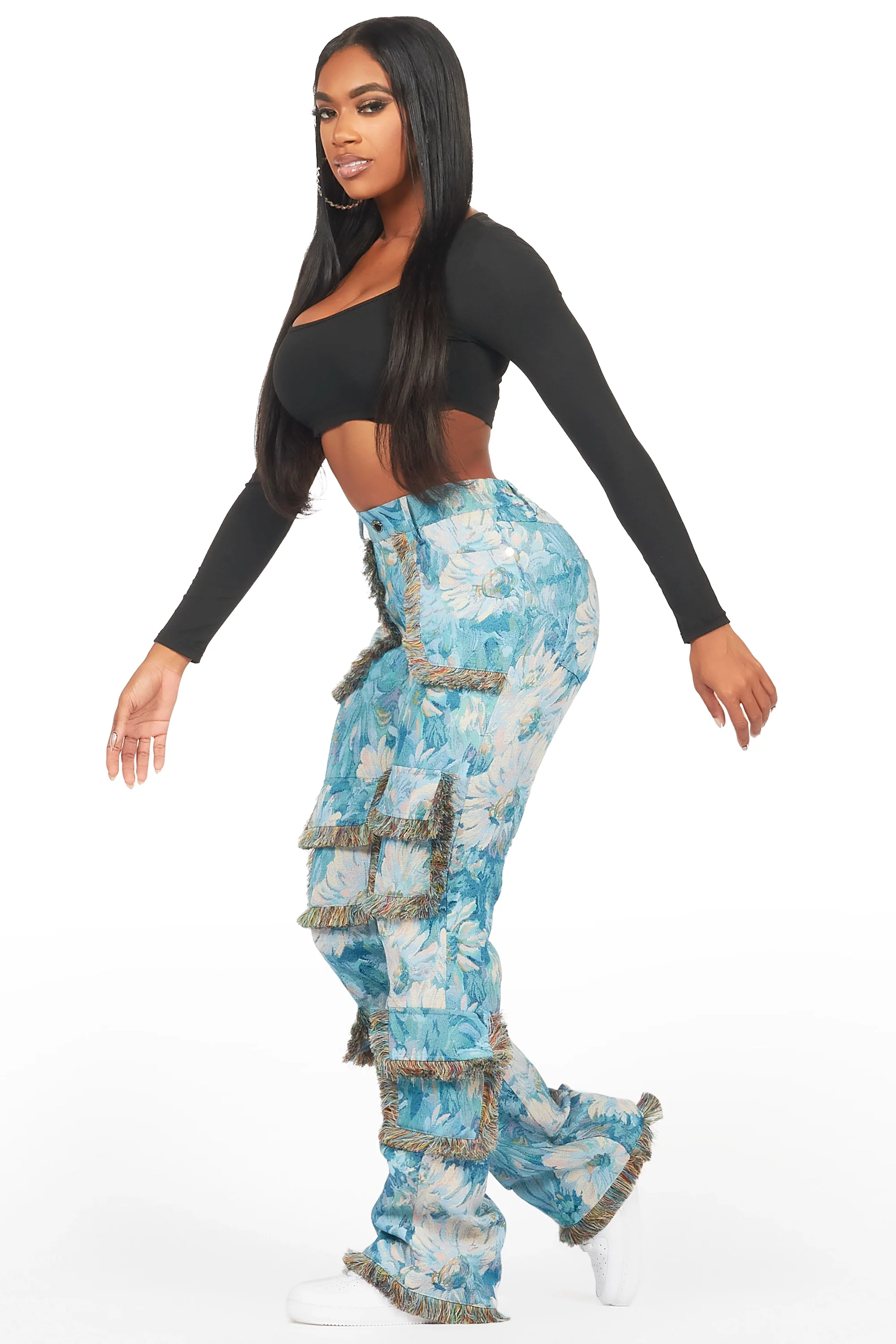 Takecia Blue Tapestry Stacked Pant - Image 5
