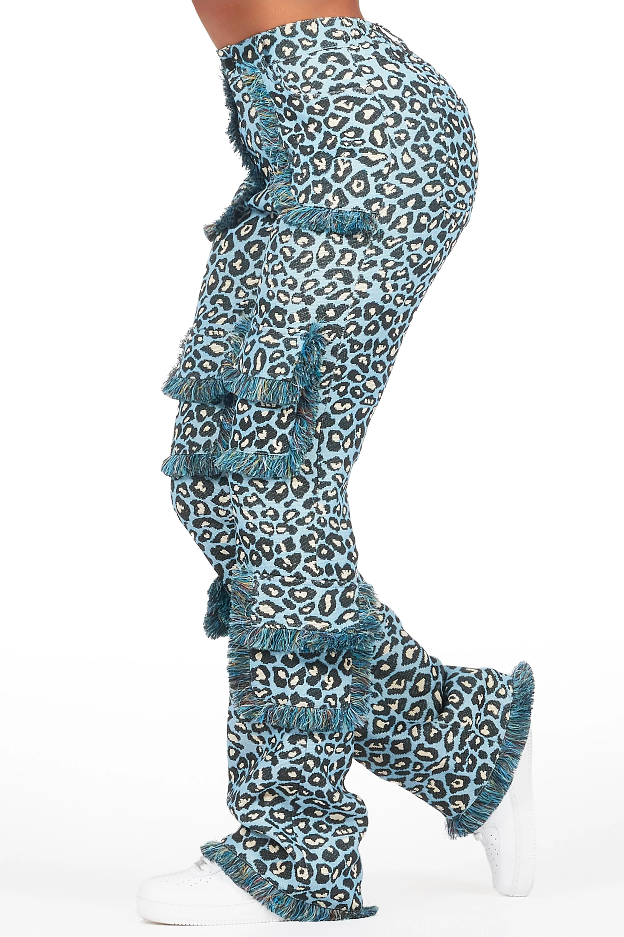 Jelissa Blue Cheetah Tapestry Stacked Pant - Image 3