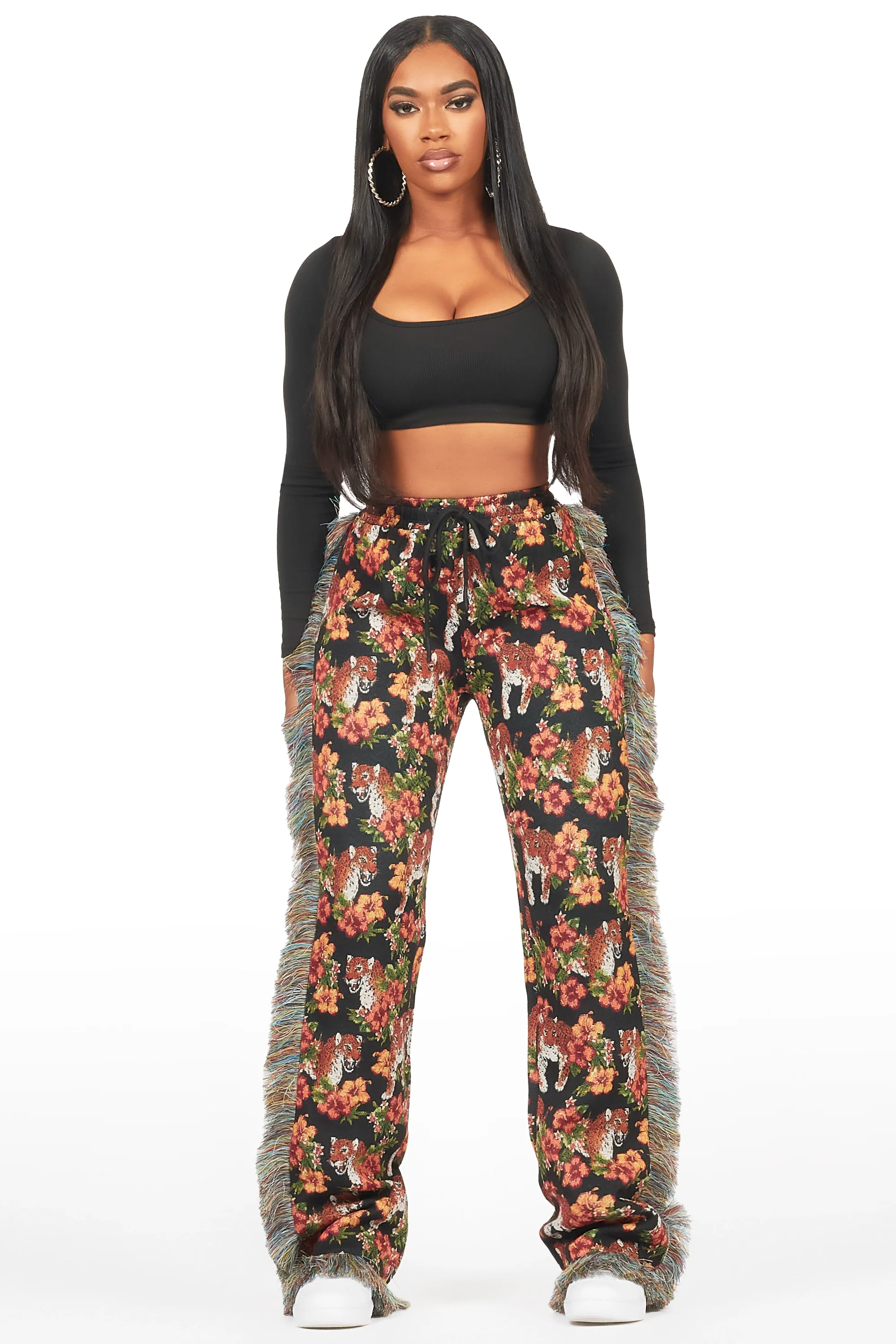 Alexsia Black Tapestry Stacked Pant - Image 2