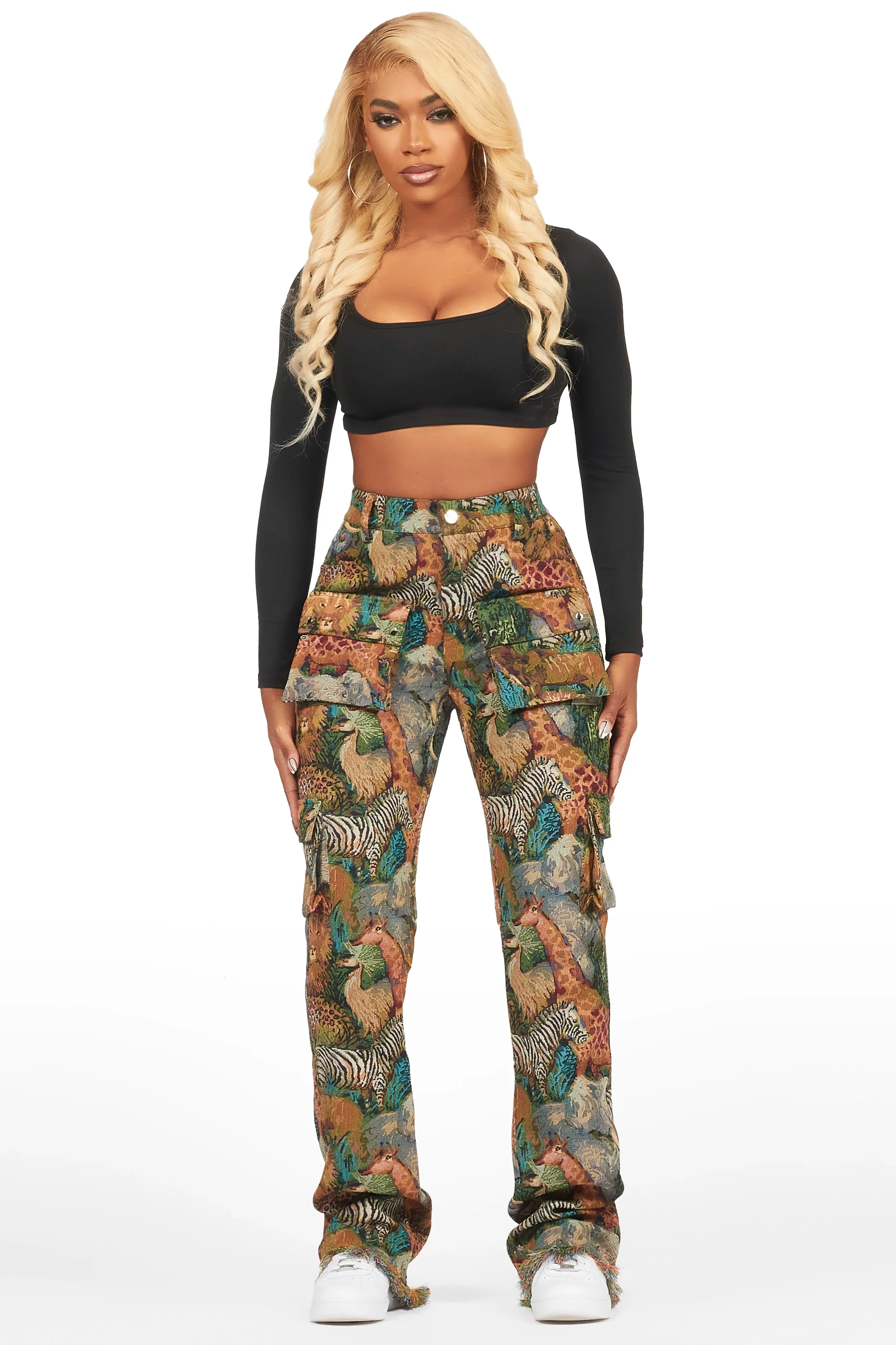 Channa Multi Animal Print Cargo Tapestry Pant - Image 2