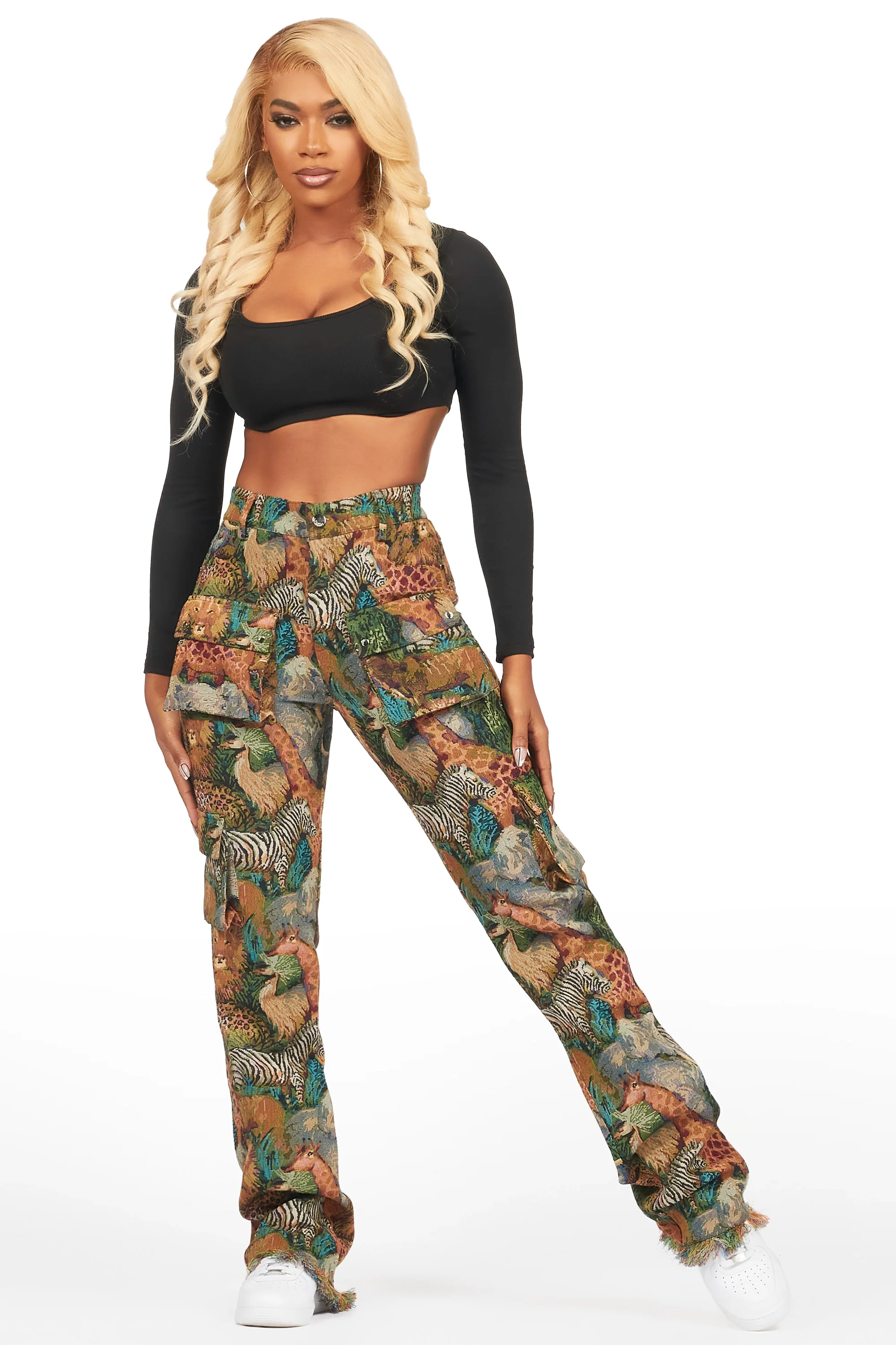 Channa Multi Animal Print Cargo Tapestry Pant - Image 4