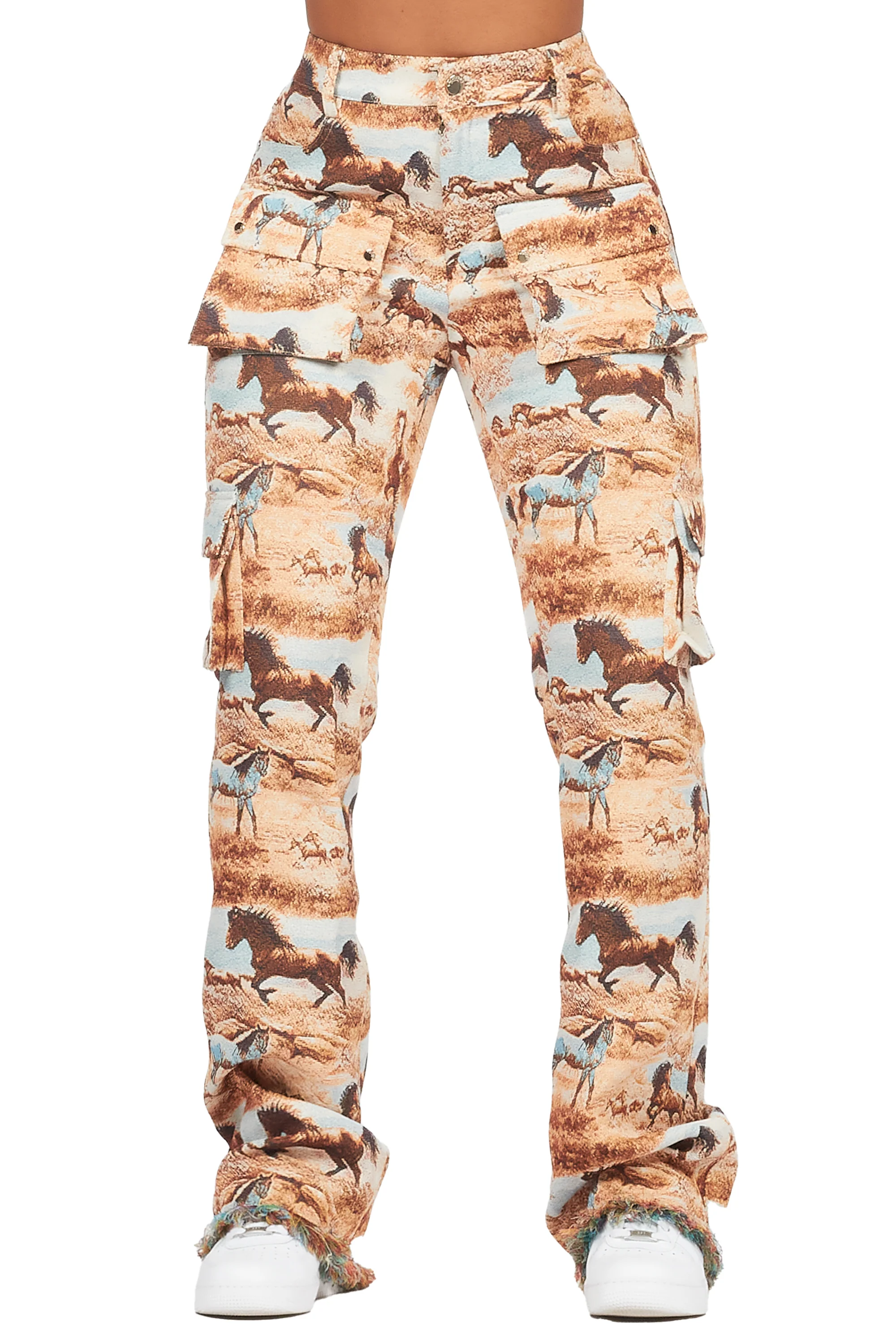 Denea Beige Cargo Tapestry Pant - Image 8