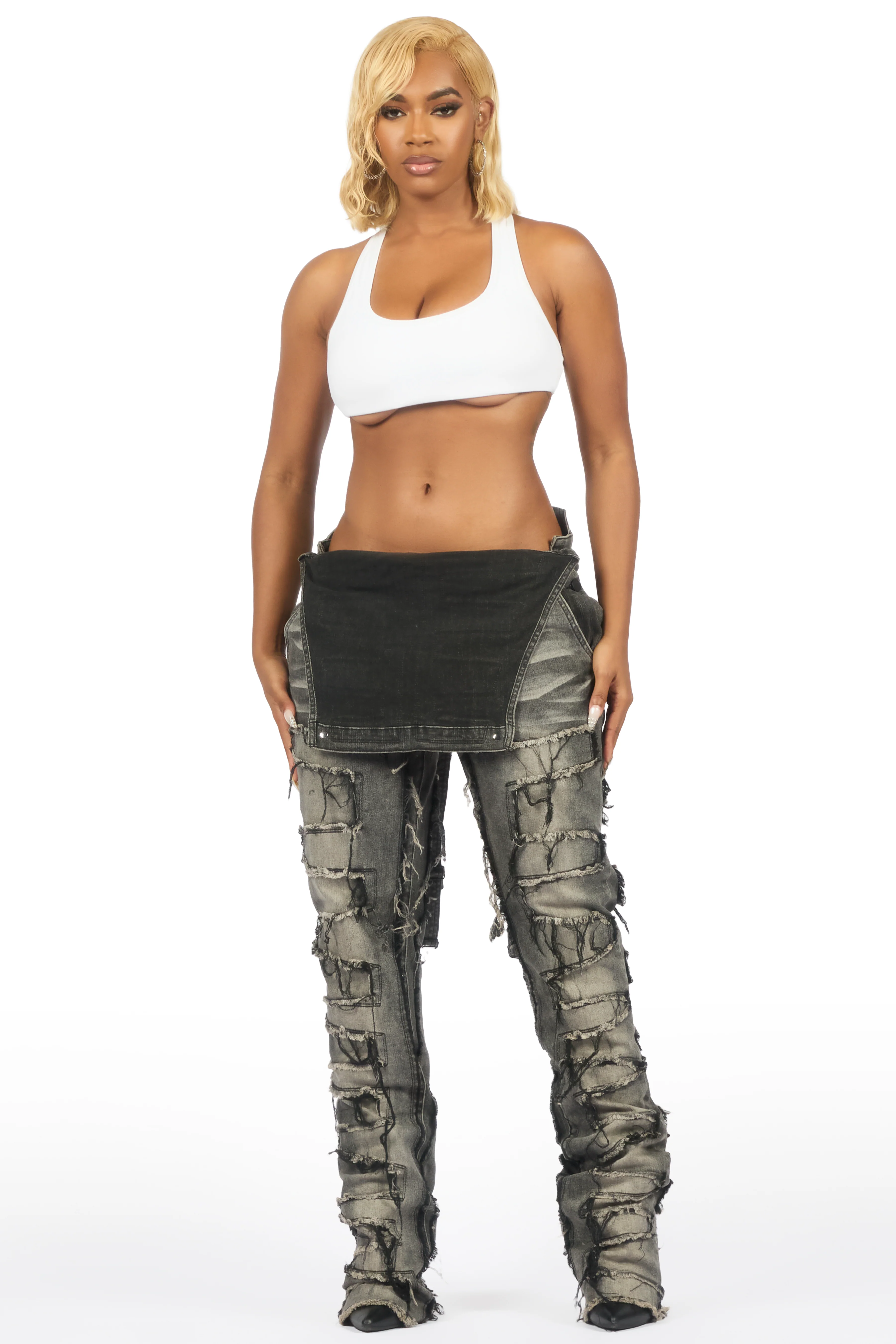 Daysha Grey Wash Denim Overall - Image 5